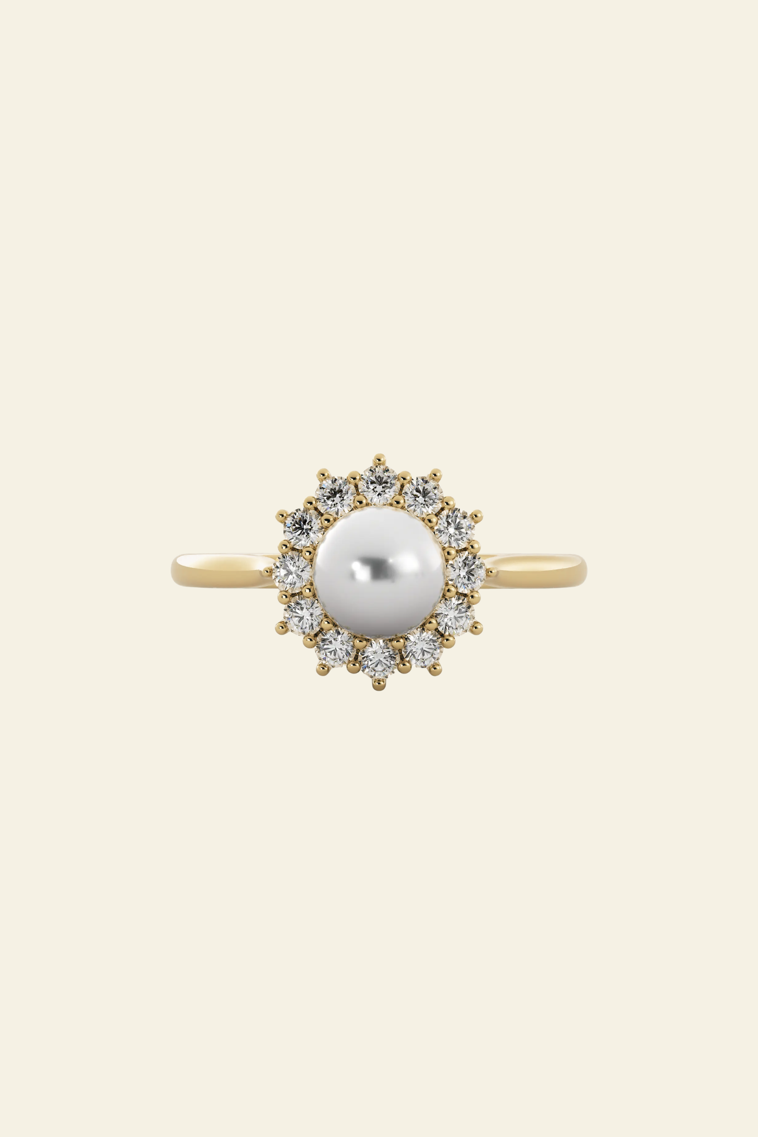 Diana Pearl Halo Solitaire Ring
