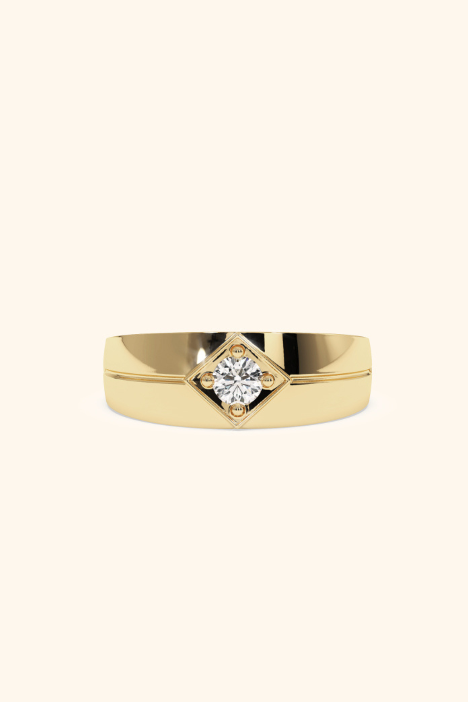 Icon Ring with a Round Brilliant Solitaire