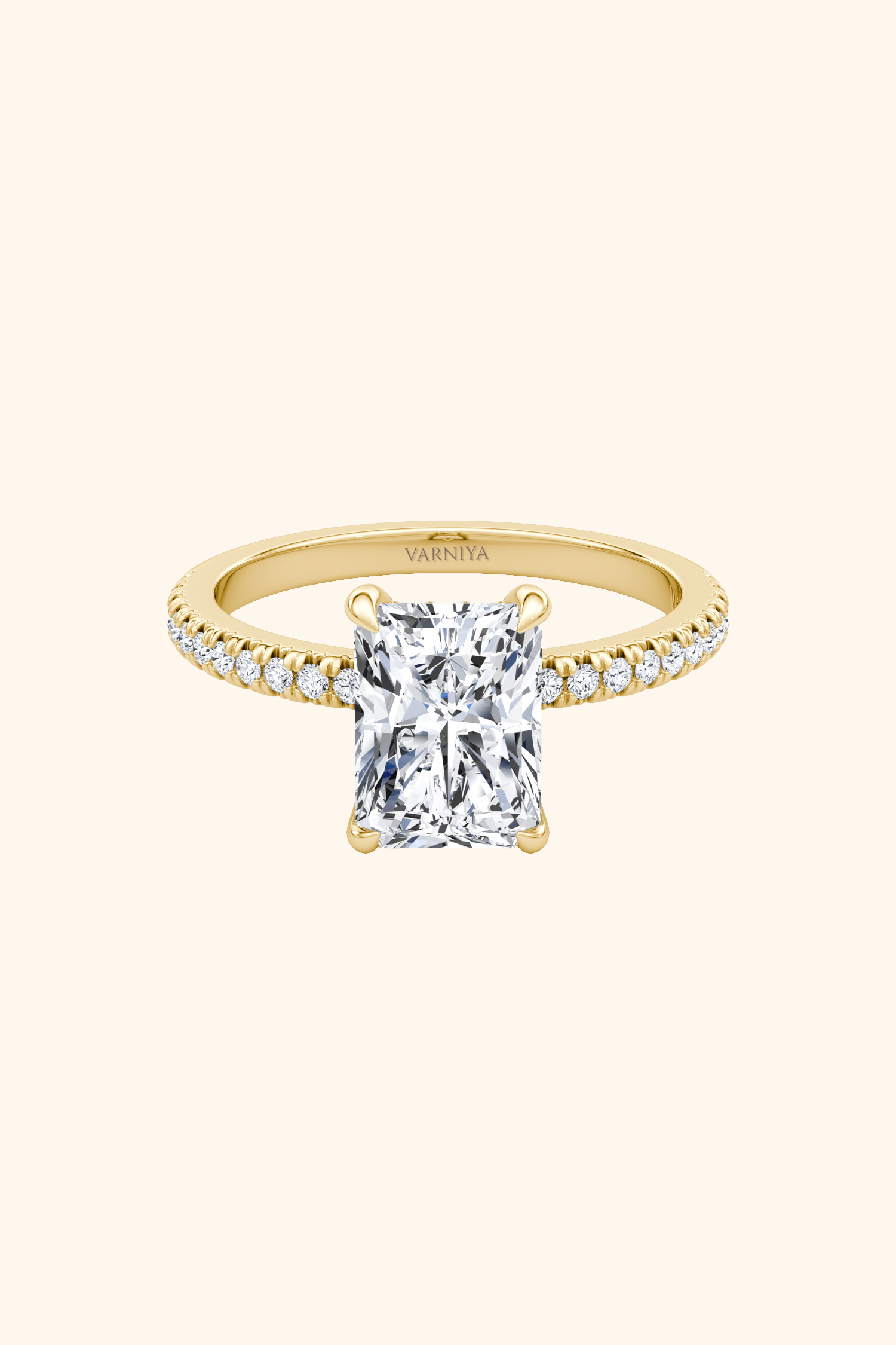 Bella Luna Radiant Solitaire Pavé Ring