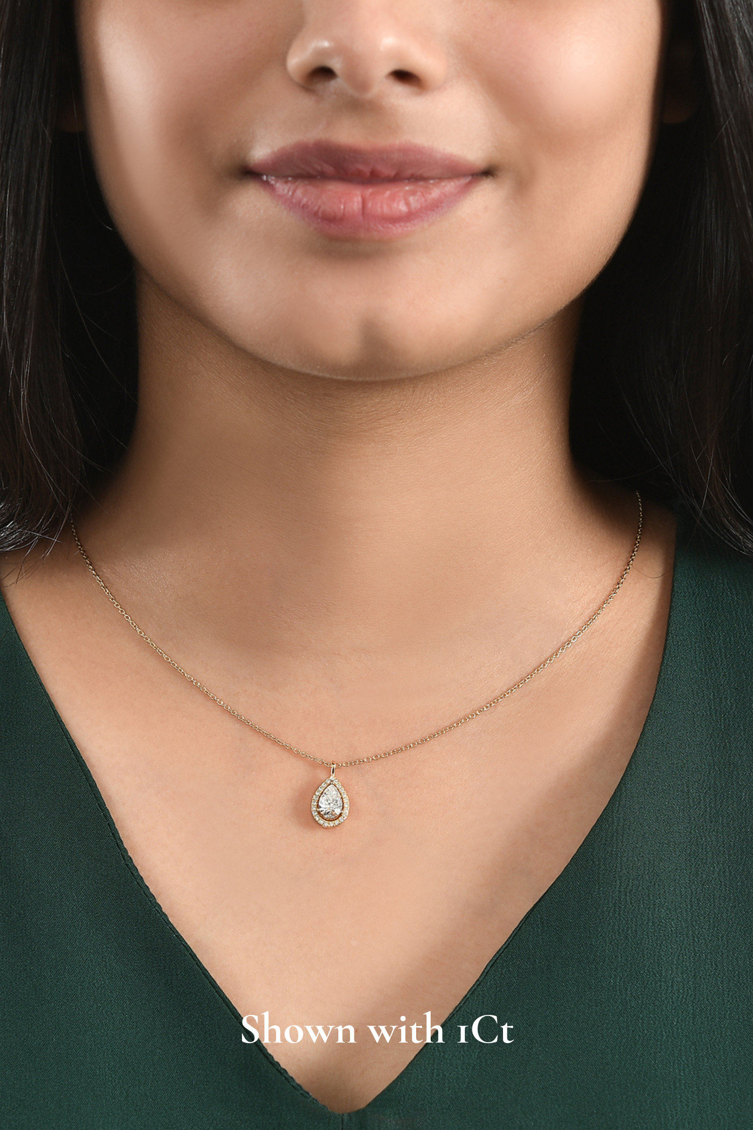 Coralina Halo Pear Solitaire Pendant