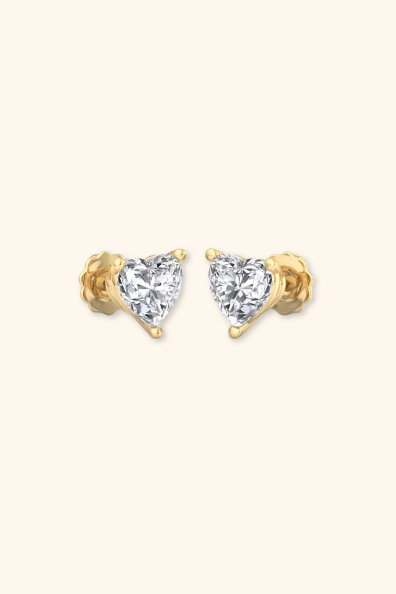 Classic Diamond Studs set with Heart Solitaire