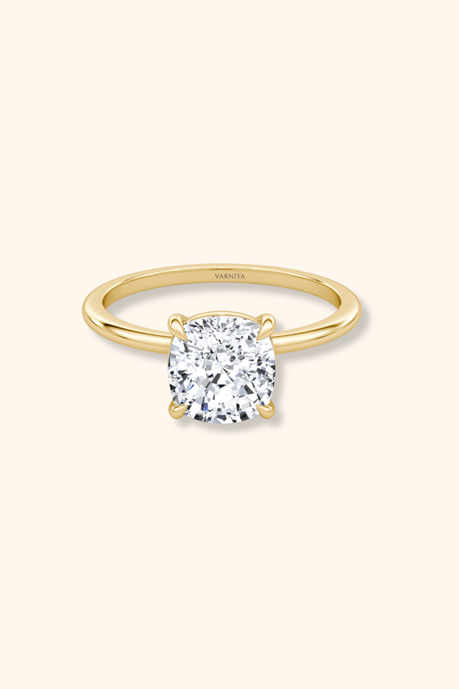 4 Prong Timeless Grace Ring with Cushion Solitaire