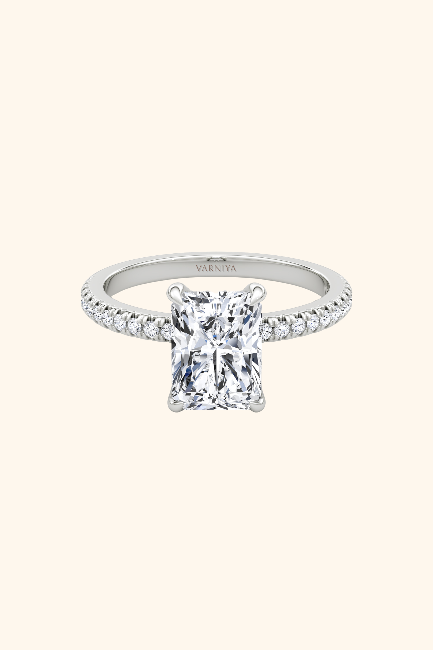 Bella Luna Radiant Solitaire Pavé Ring