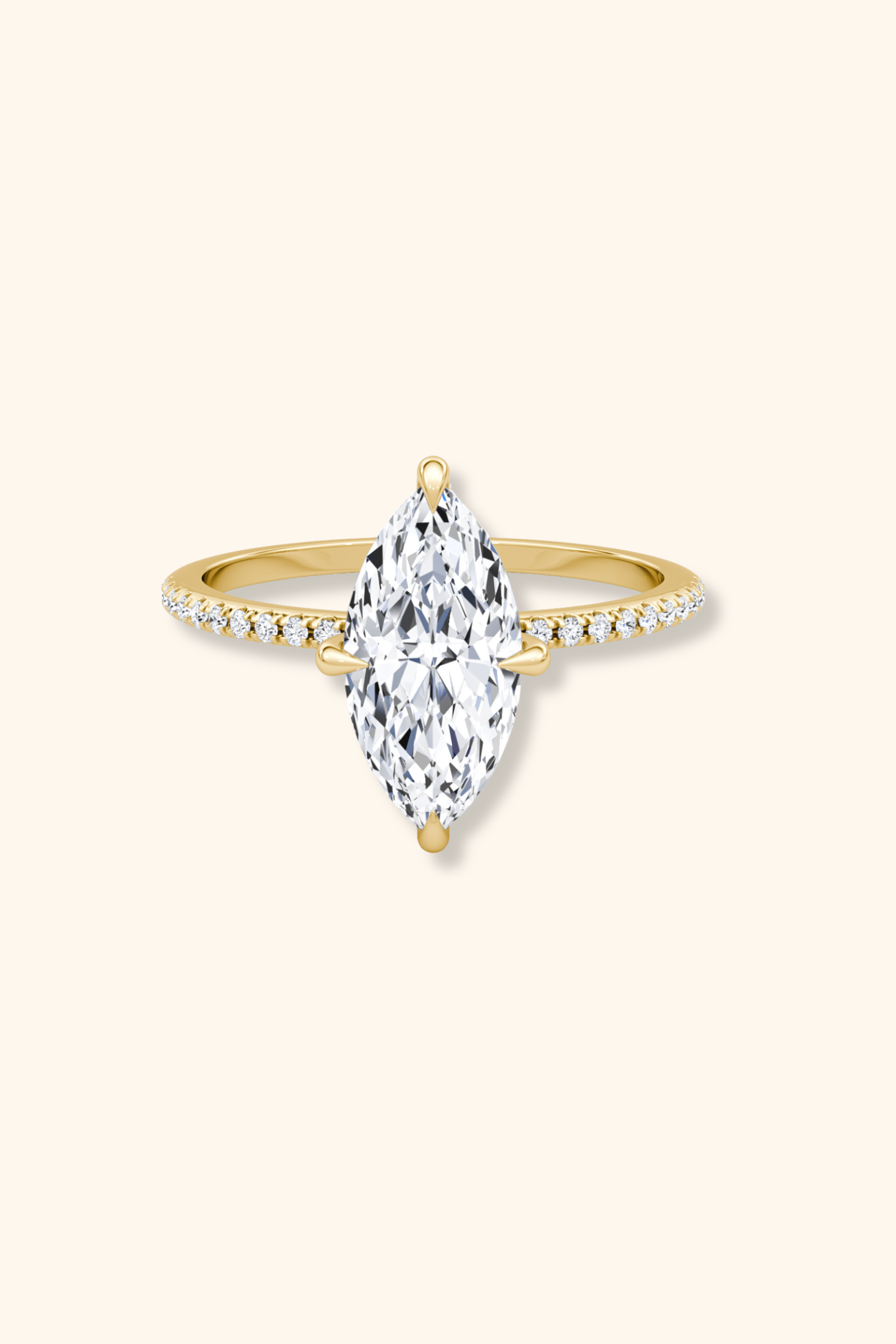 4 Prong Timeless Grace Pavé Ring with Marquise Solitaire