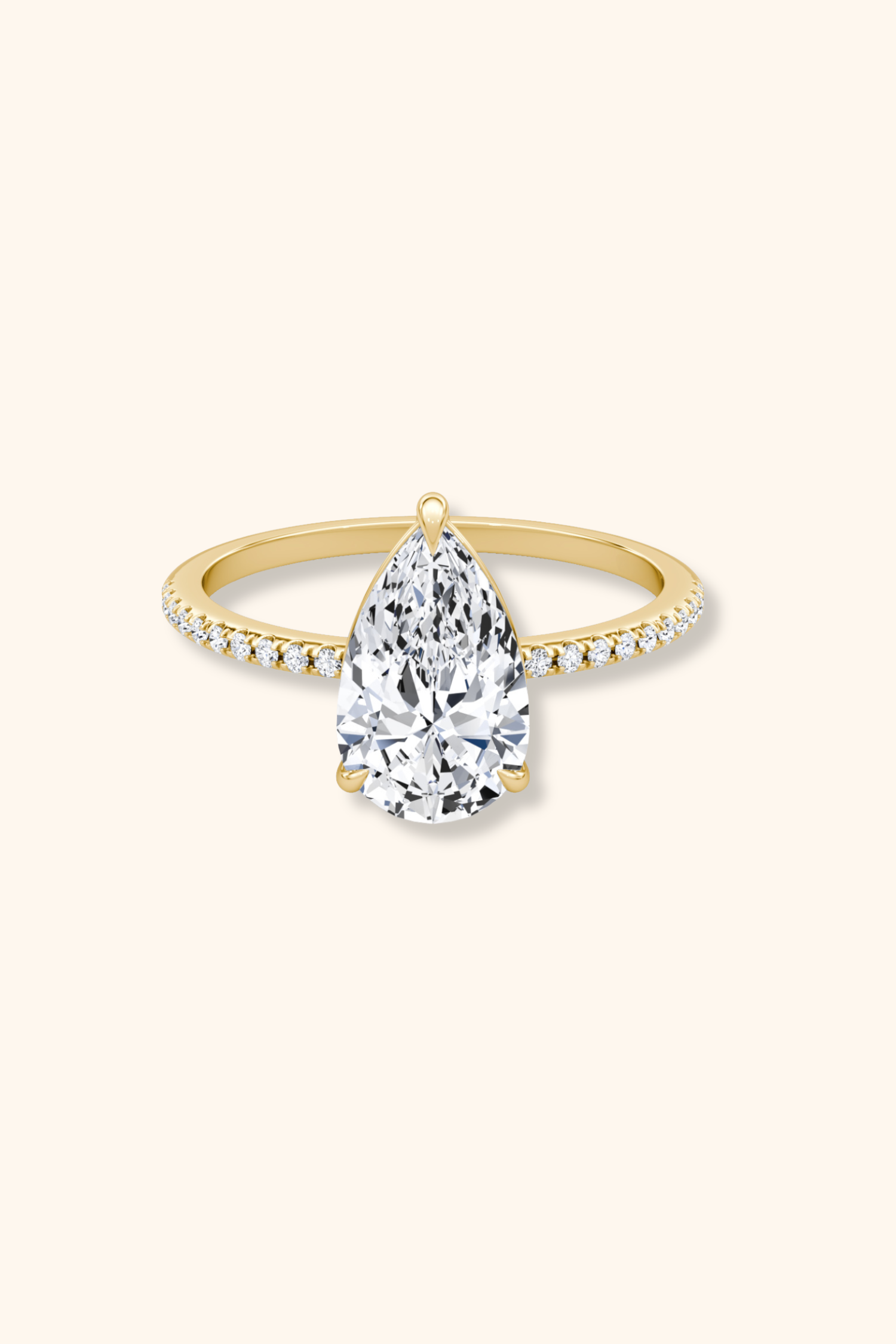 4 Prong Timeless Grace Pavé Ring with Pear Solitaire