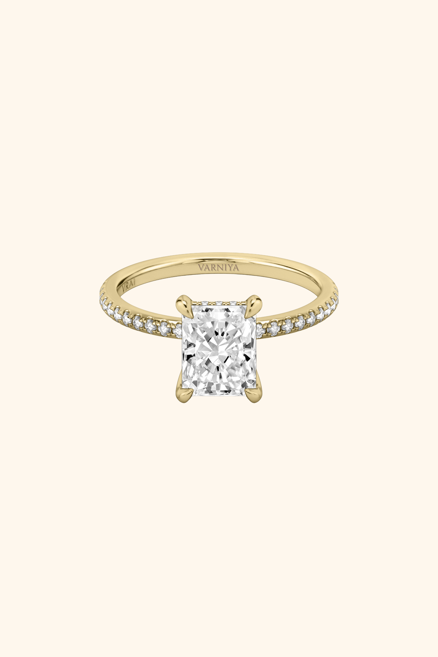 Classic Hidden Halo Radiant Solitaire Pavé Ring