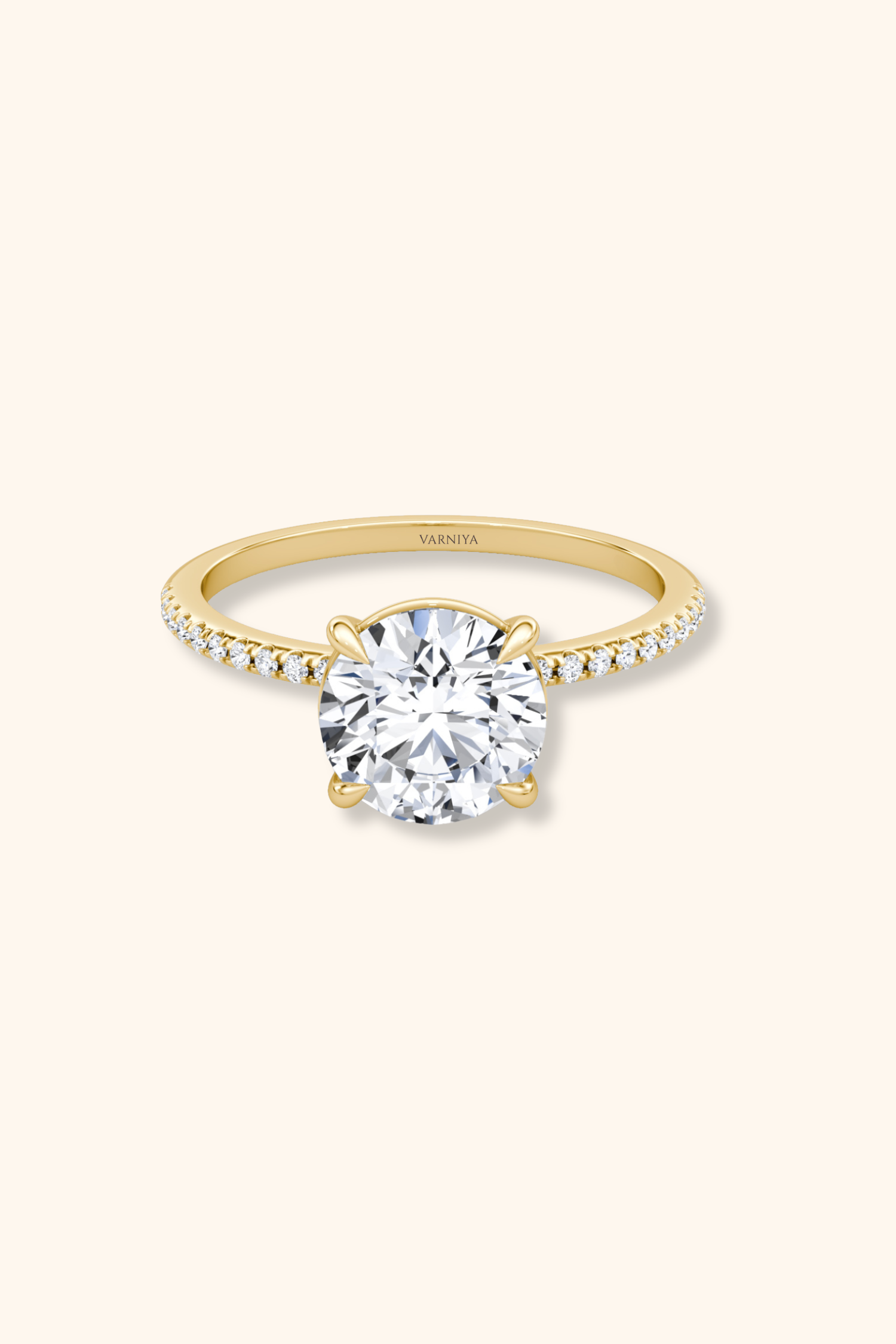 4 Prong Timeless Grace Pavé Ring with Round Solitaire