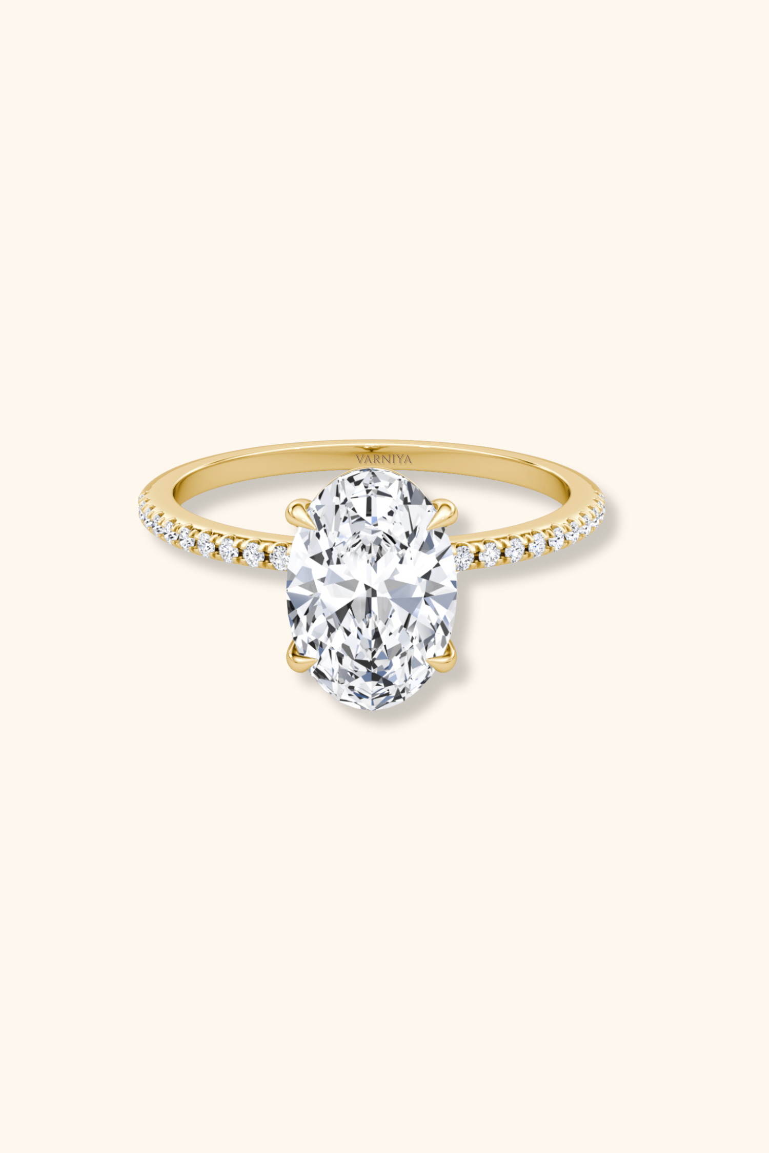 4 Prong Timeless Grace Pavé Ring with Oval Solitaire