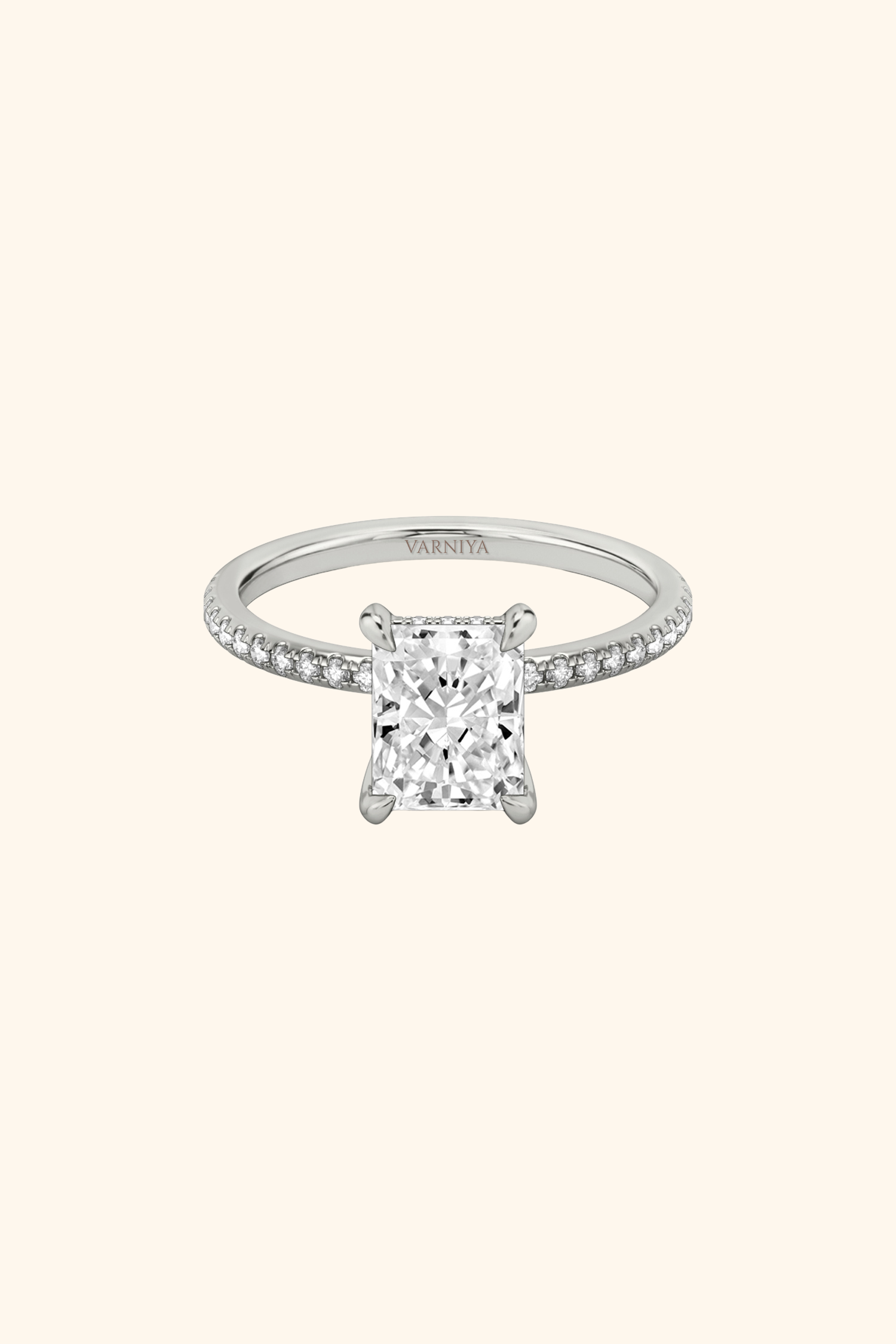 Classic Hidden Halo Radiant Solitaire Pavé Ring