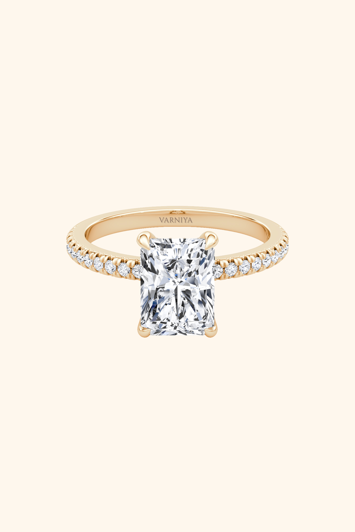 Bella Luna Radiant Solitaire Pavé Ring