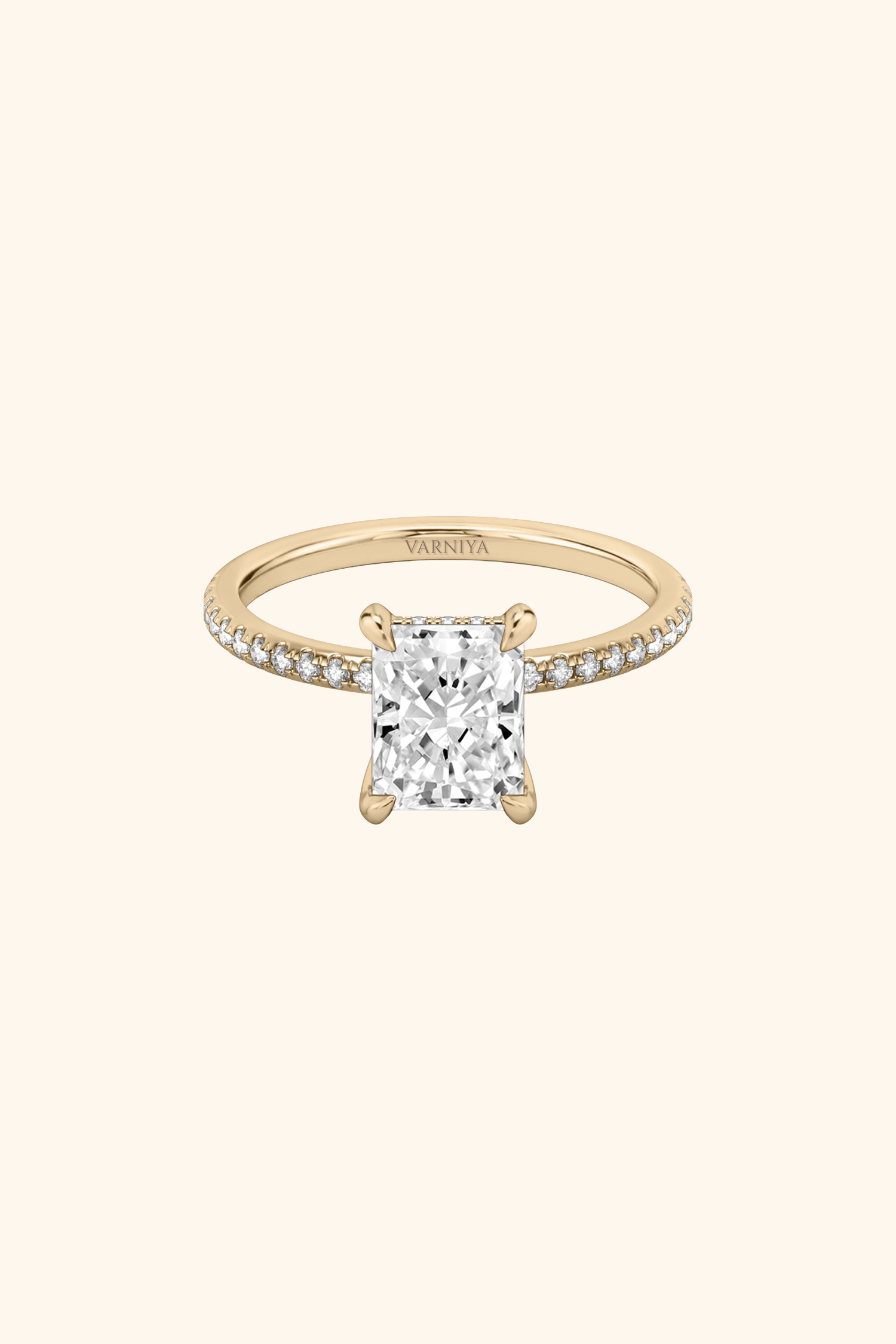 Classic Hidden Halo Radiant Solitaire Pavé Ring