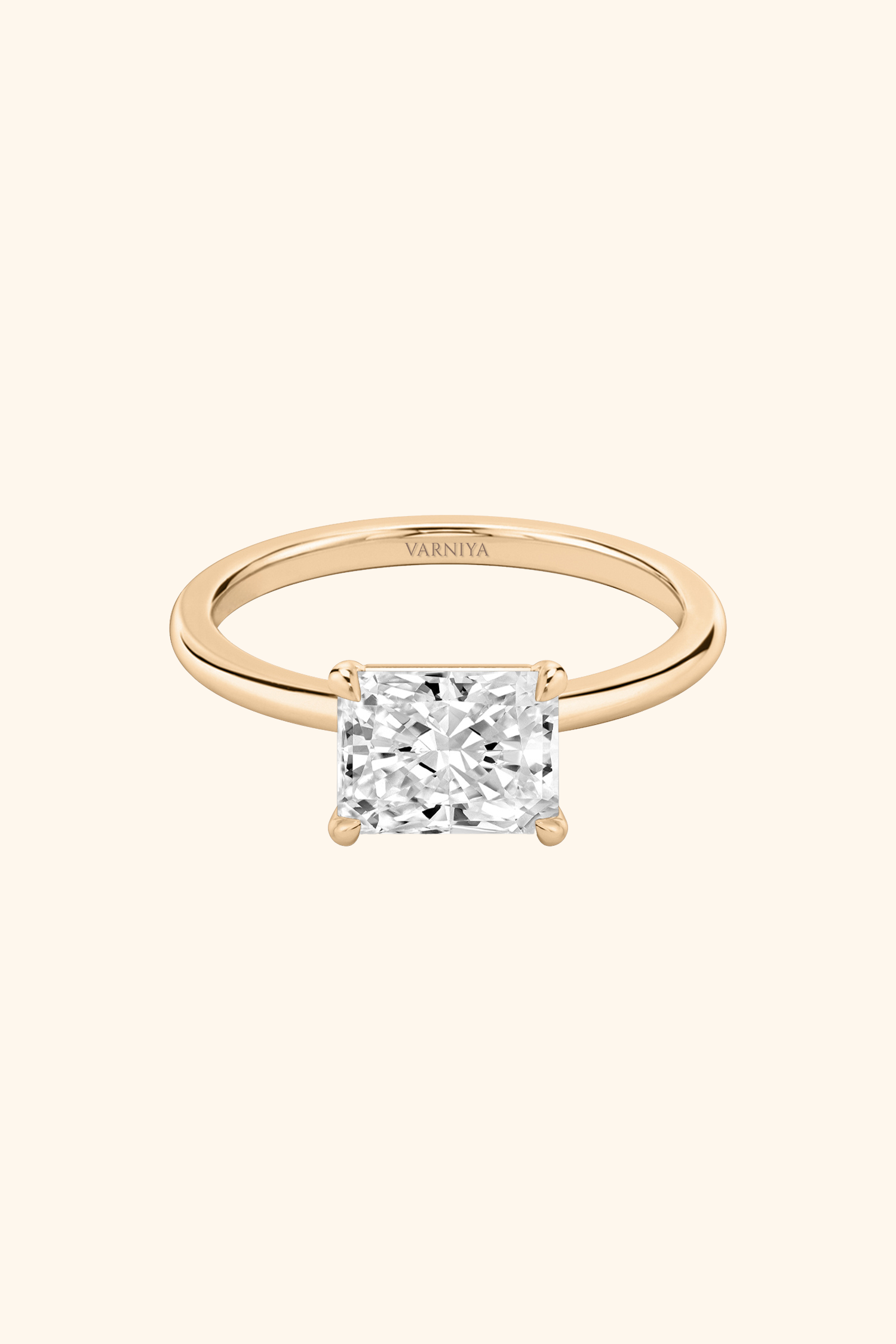 East West Radiant Solitaire Ring