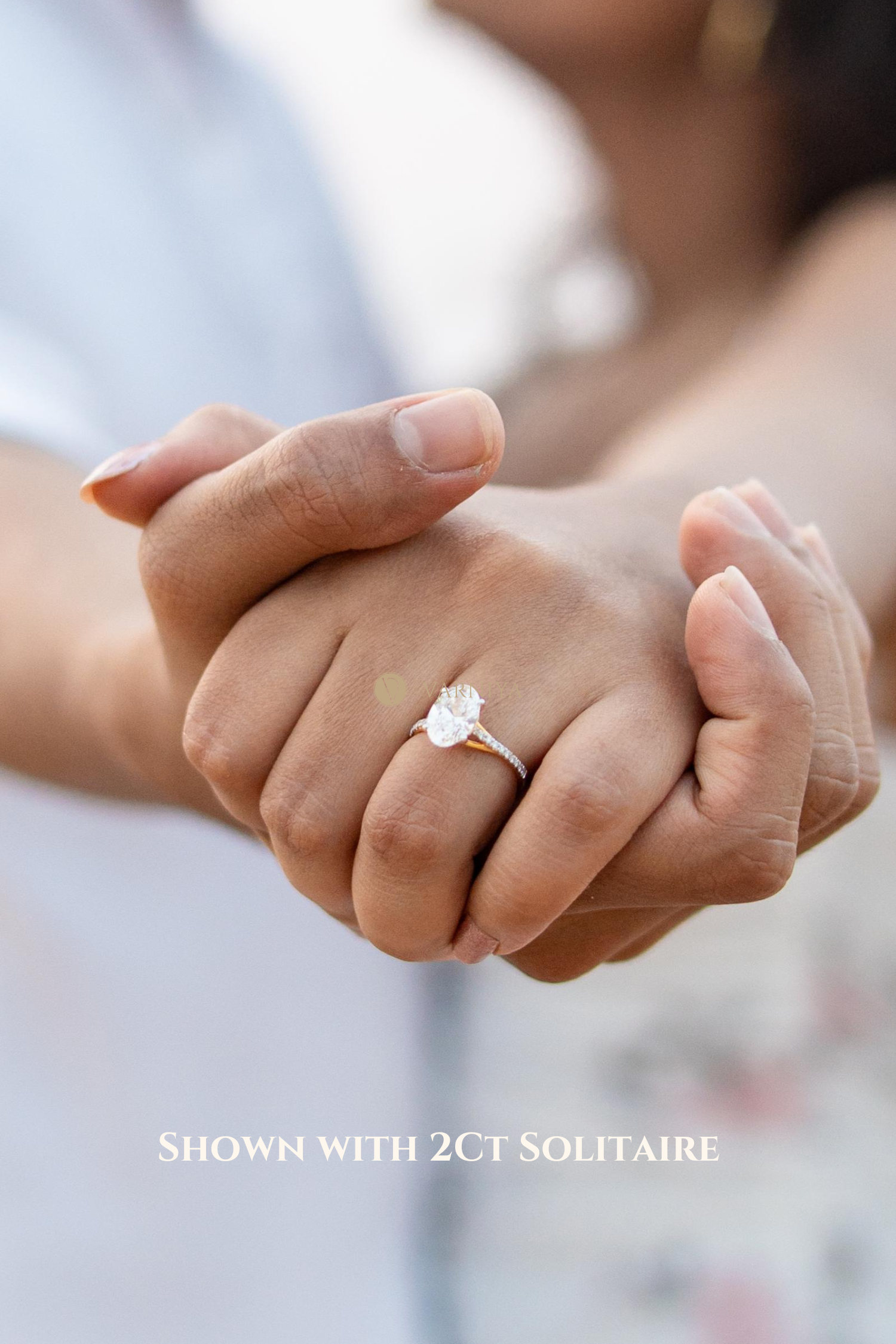 Valentina Pavé Ring with an Oval Solitaire