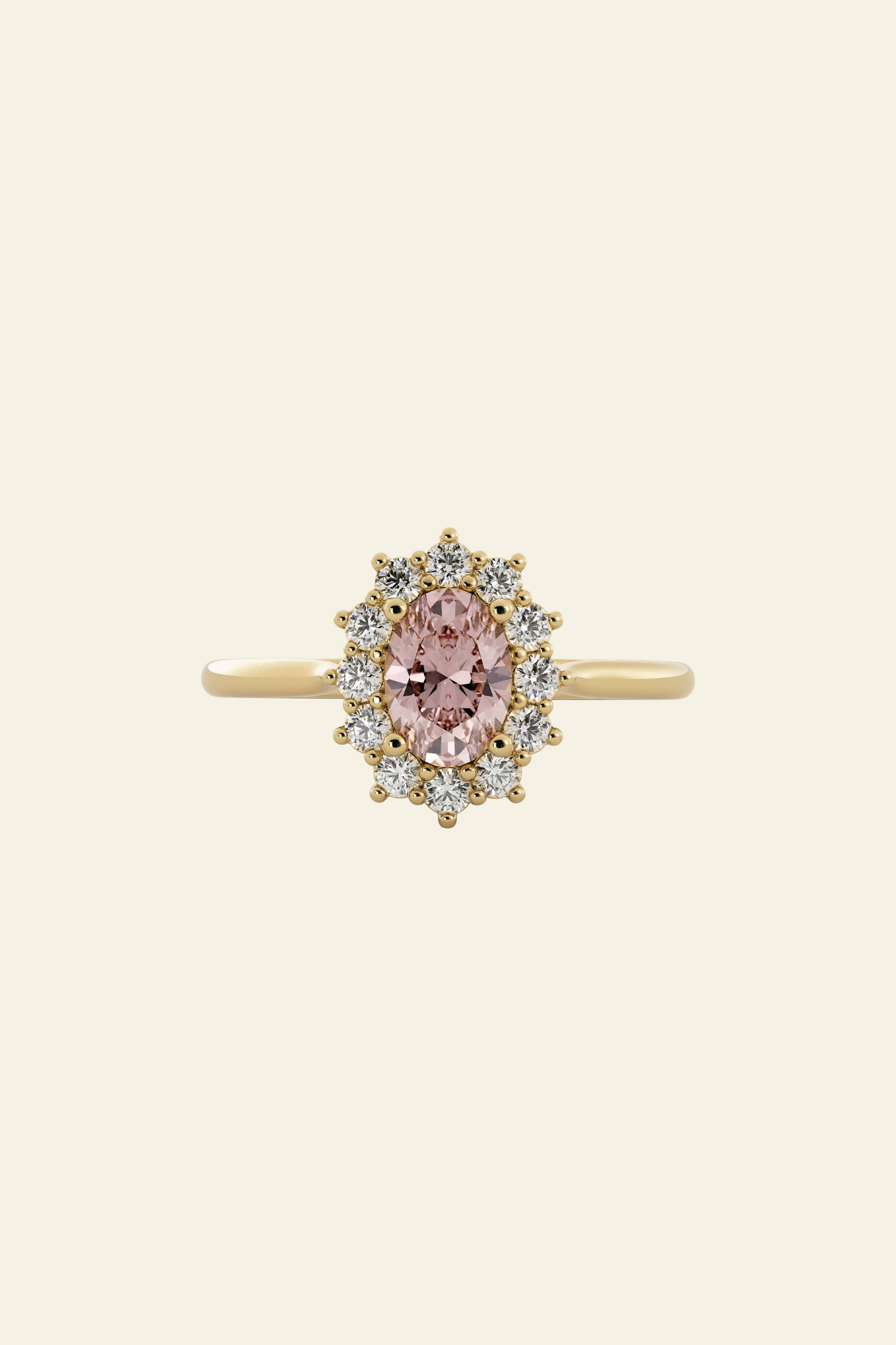 Diana Pink Oval Halo Solitaire Ring