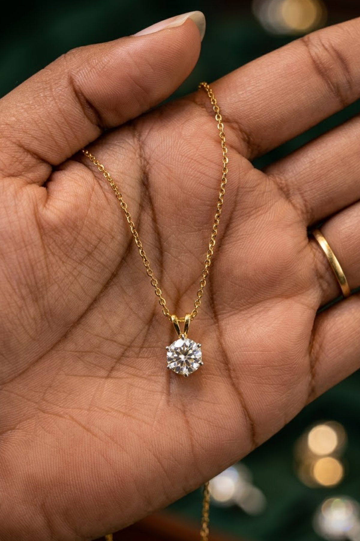 1.52Ct V Bail Round Brilliant Solitaire Pendant