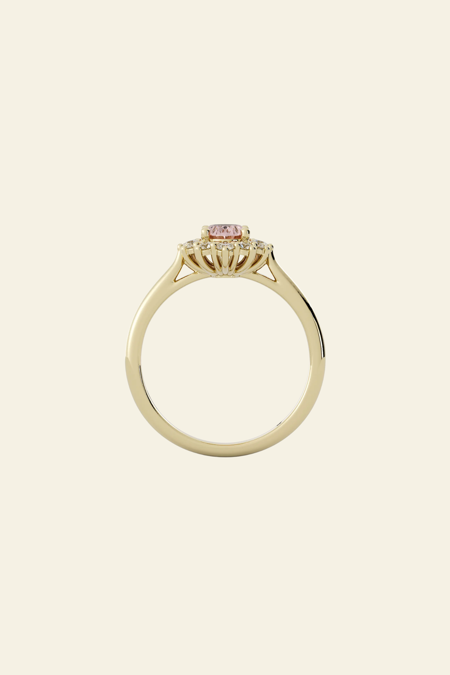 Diana Pink Oval Halo Solitaire Ring