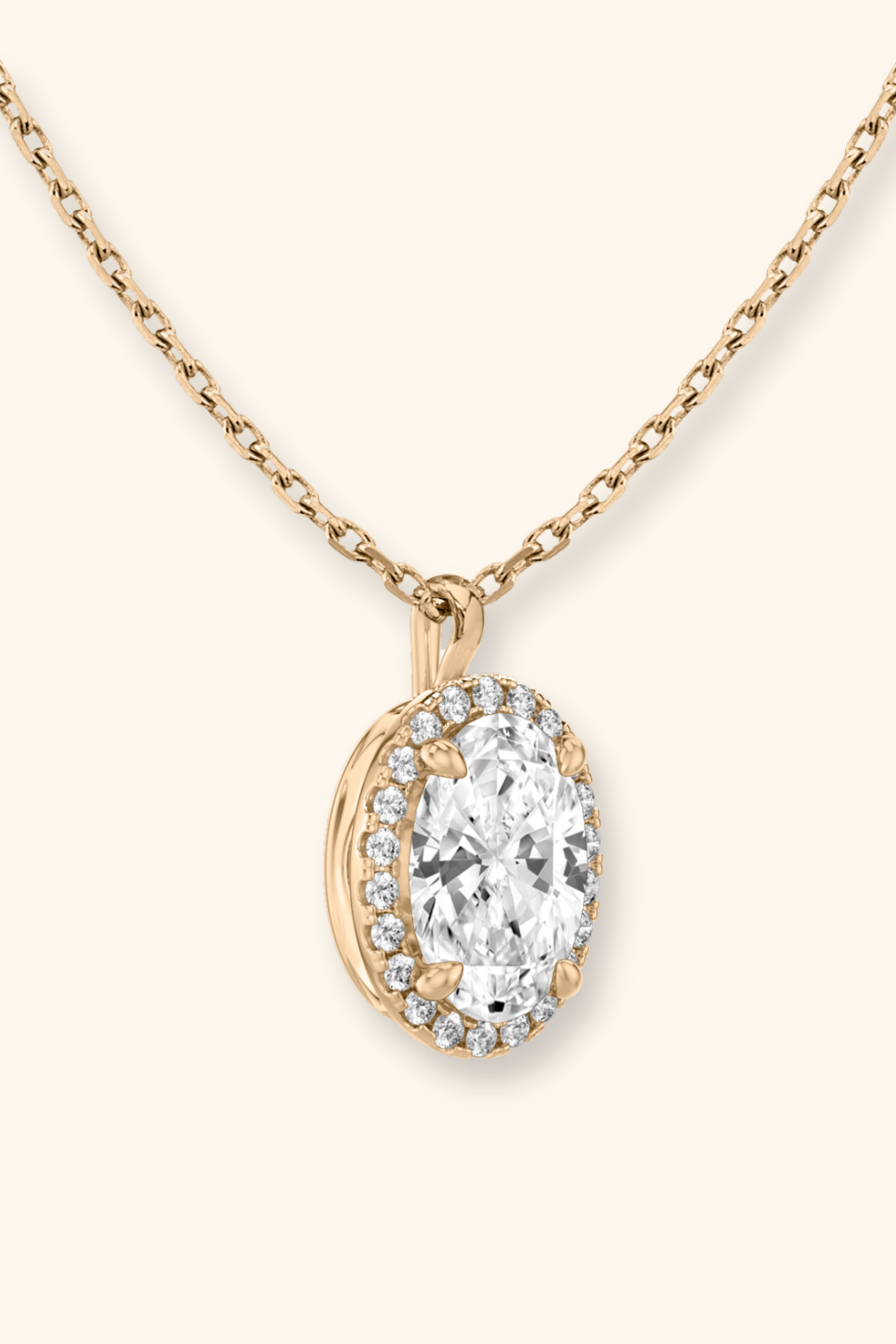 Coralina Halo Oval Solitaire Pendant