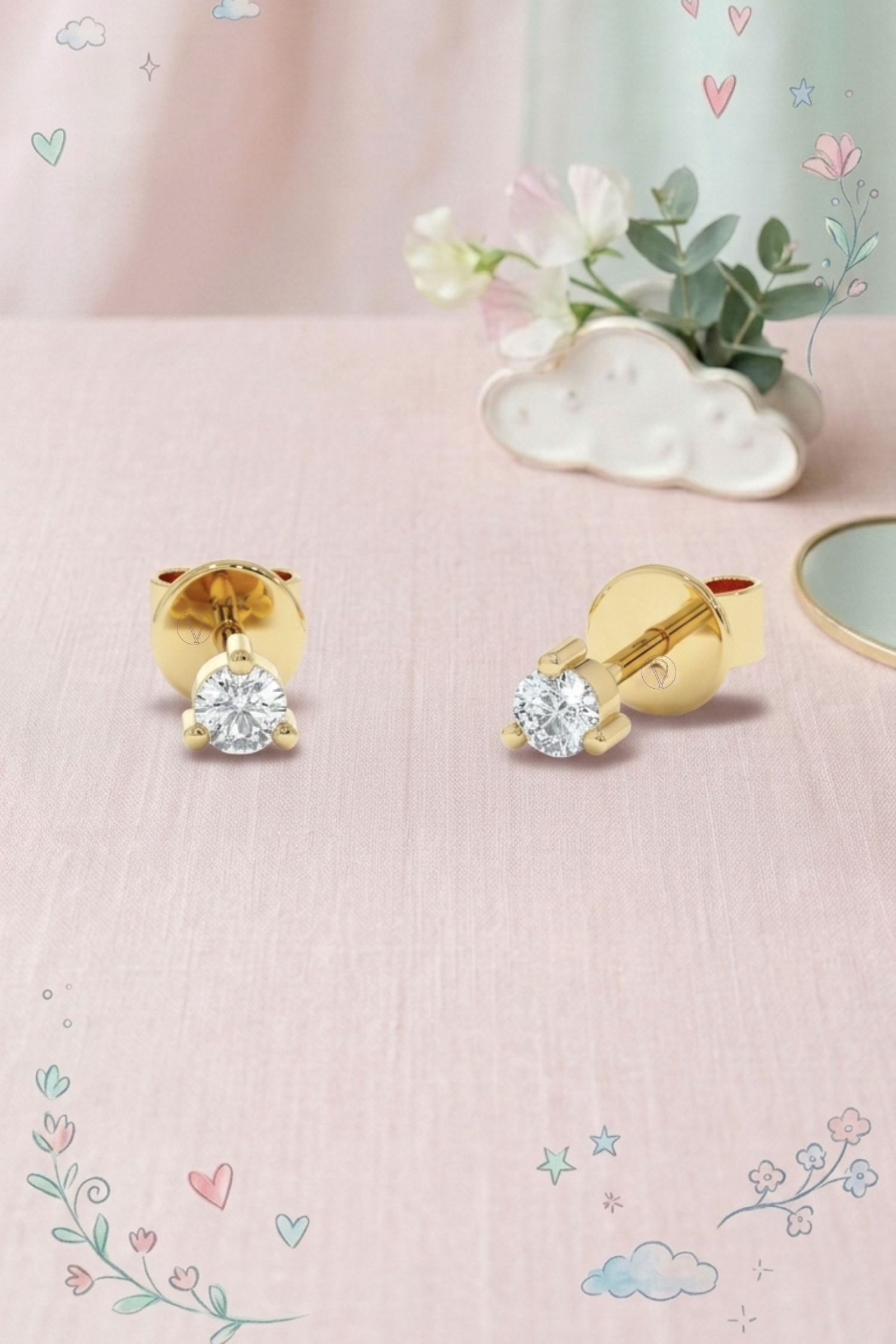 Kids Diamond Mini Solitaire Studs