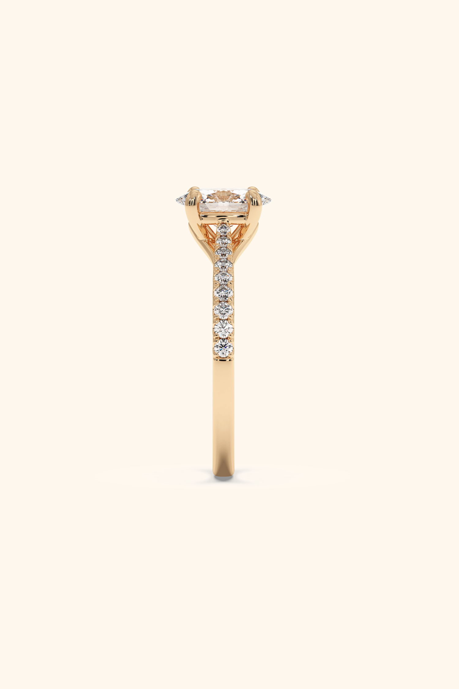 Valentina Pavé Ring with an Oval Solitaire