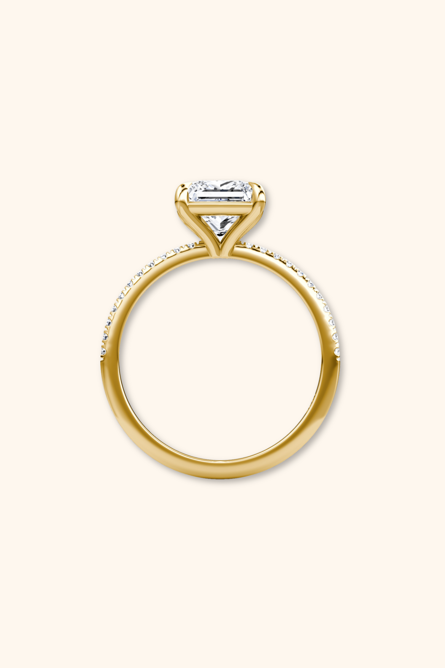 4 Prong Timeless Grace Pavé Ring with Princess Solitaire