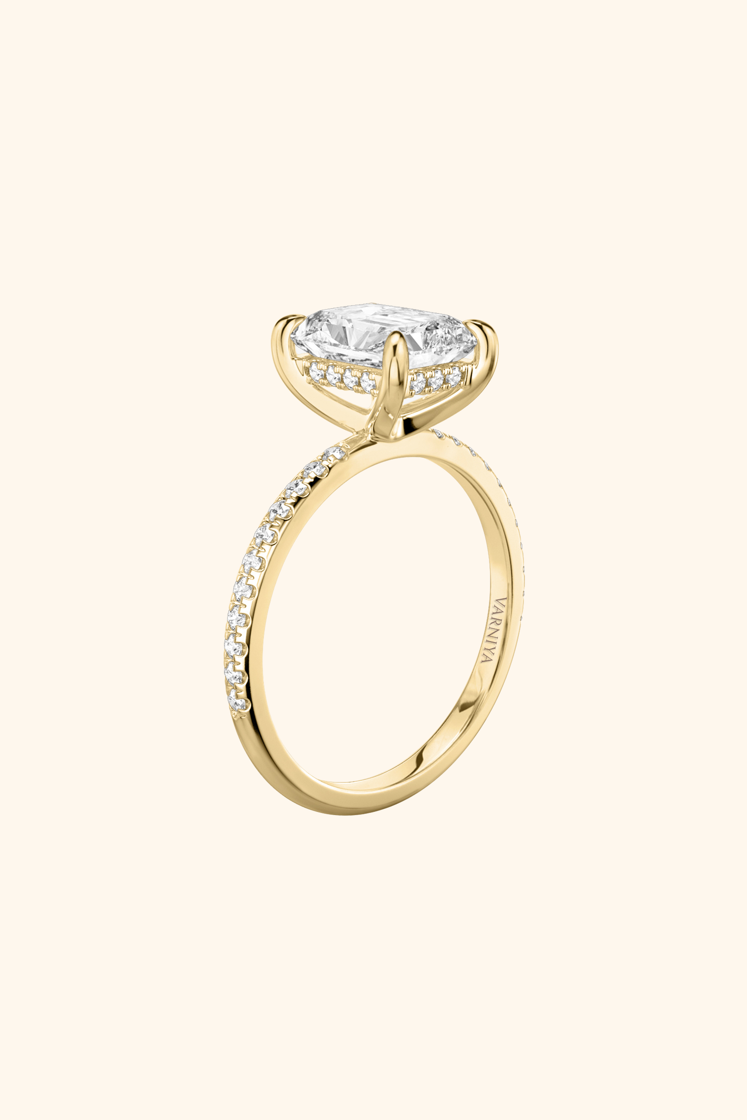 Classic Hidden Halo Radiant Solitaire Pavé Ring