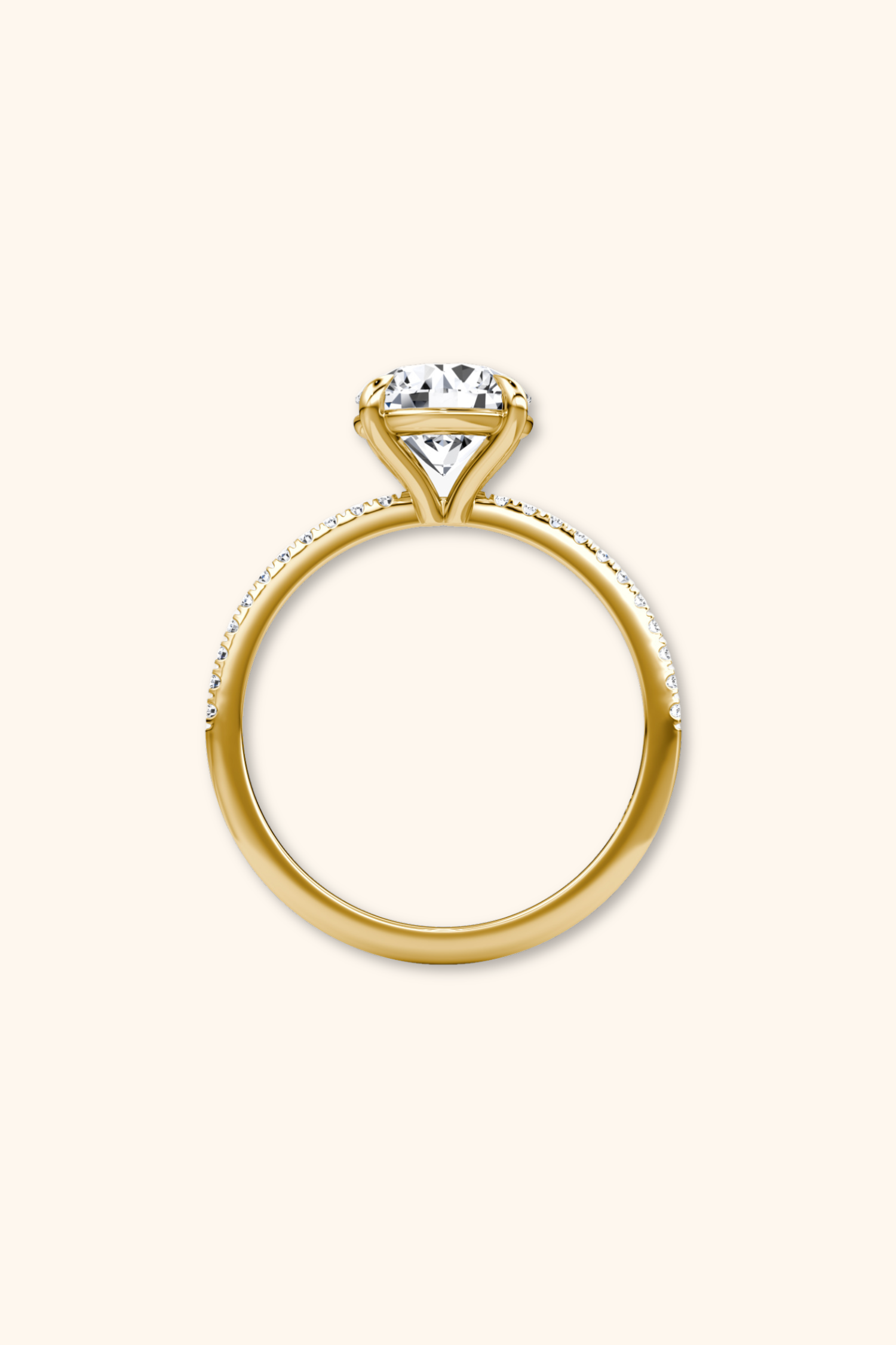 4 Prong Timeless Grace Pavé Ring with Round Solitaire