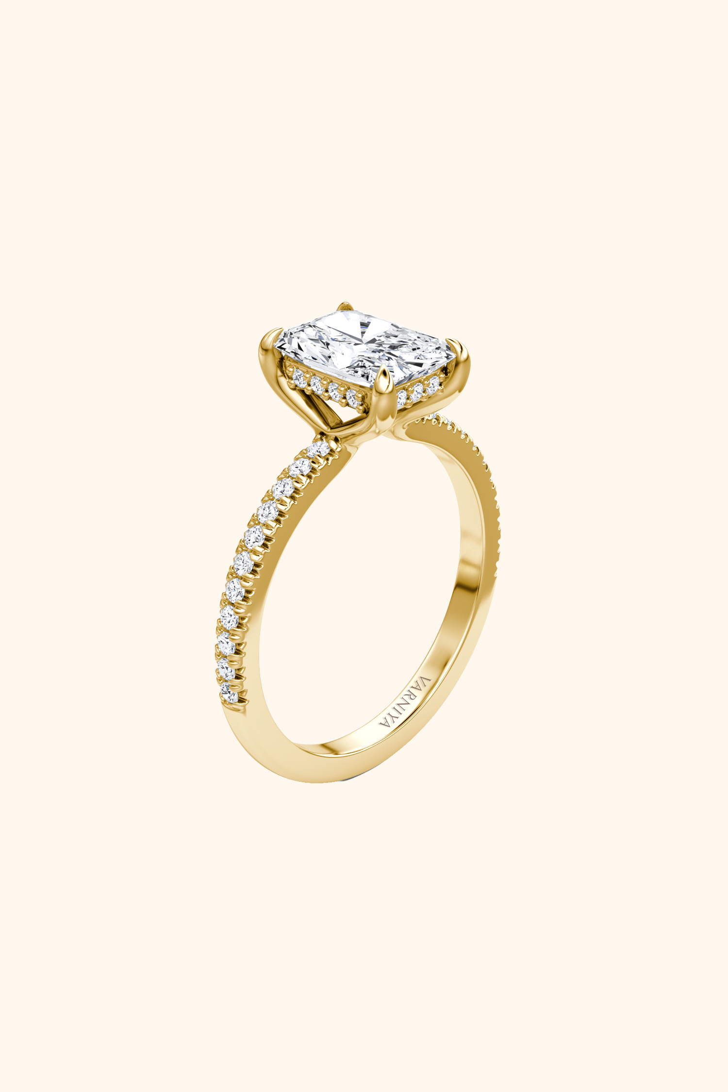 Bella Luna Radiant Solitaire Pavé Ring