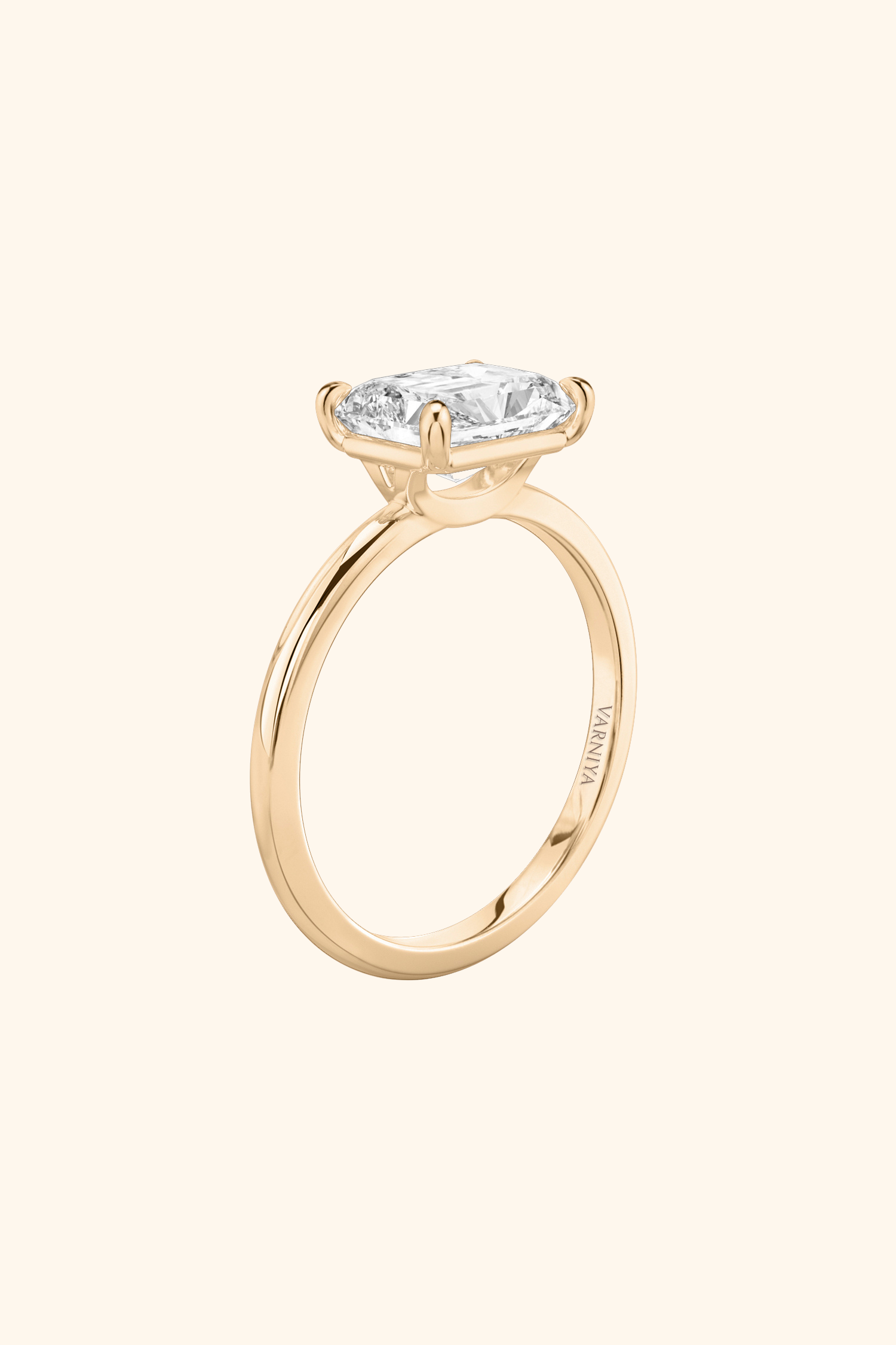 East West Radiant Solitaire Ring