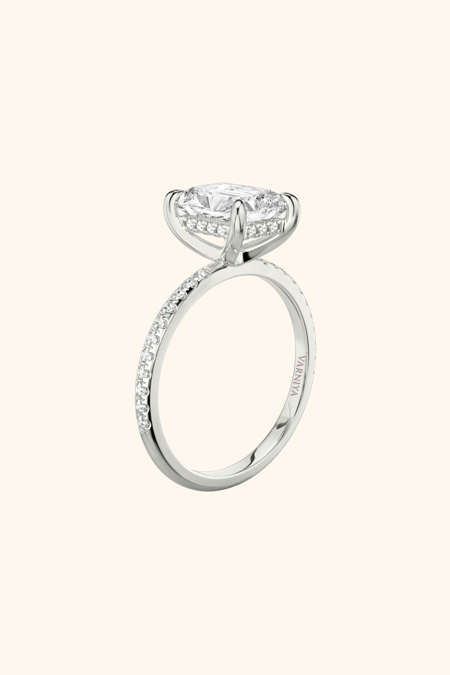 Classic Hidden Halo Radiant Solitaire Pavé Ring