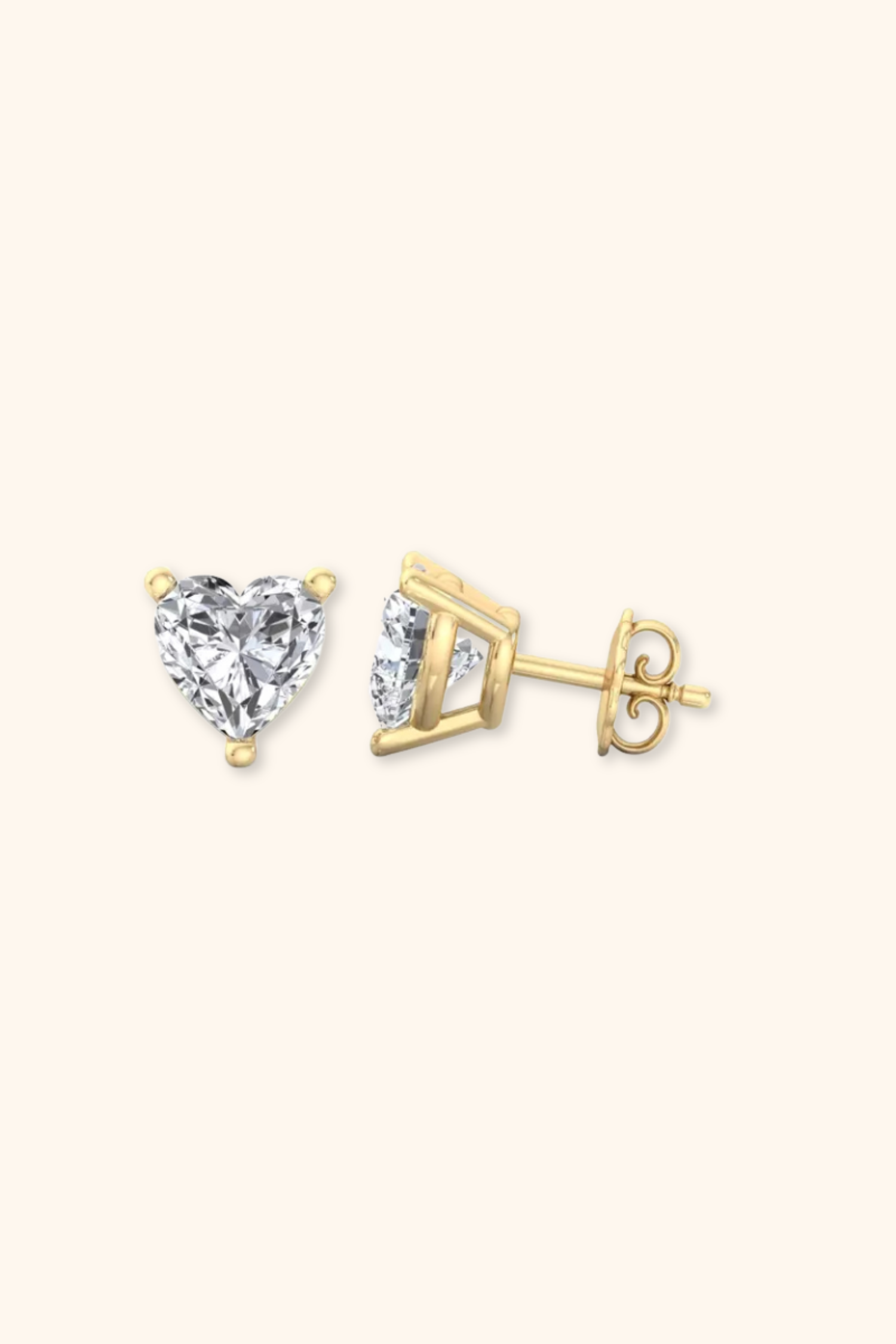 Classic Diamond Studs set with Heart Solitaire