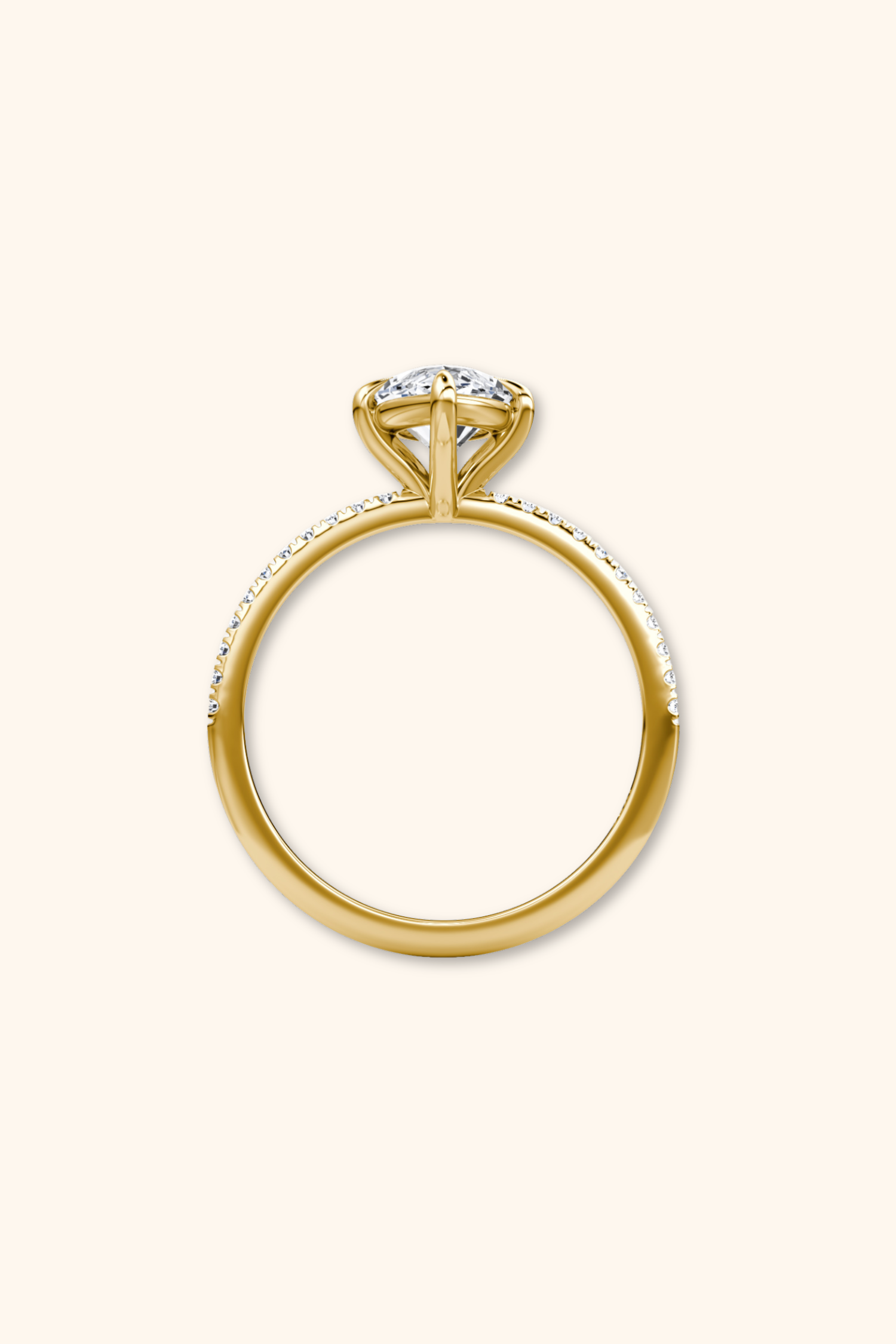 4 Prong Timeless Grace Pavé Ring with Marquise Solitaire