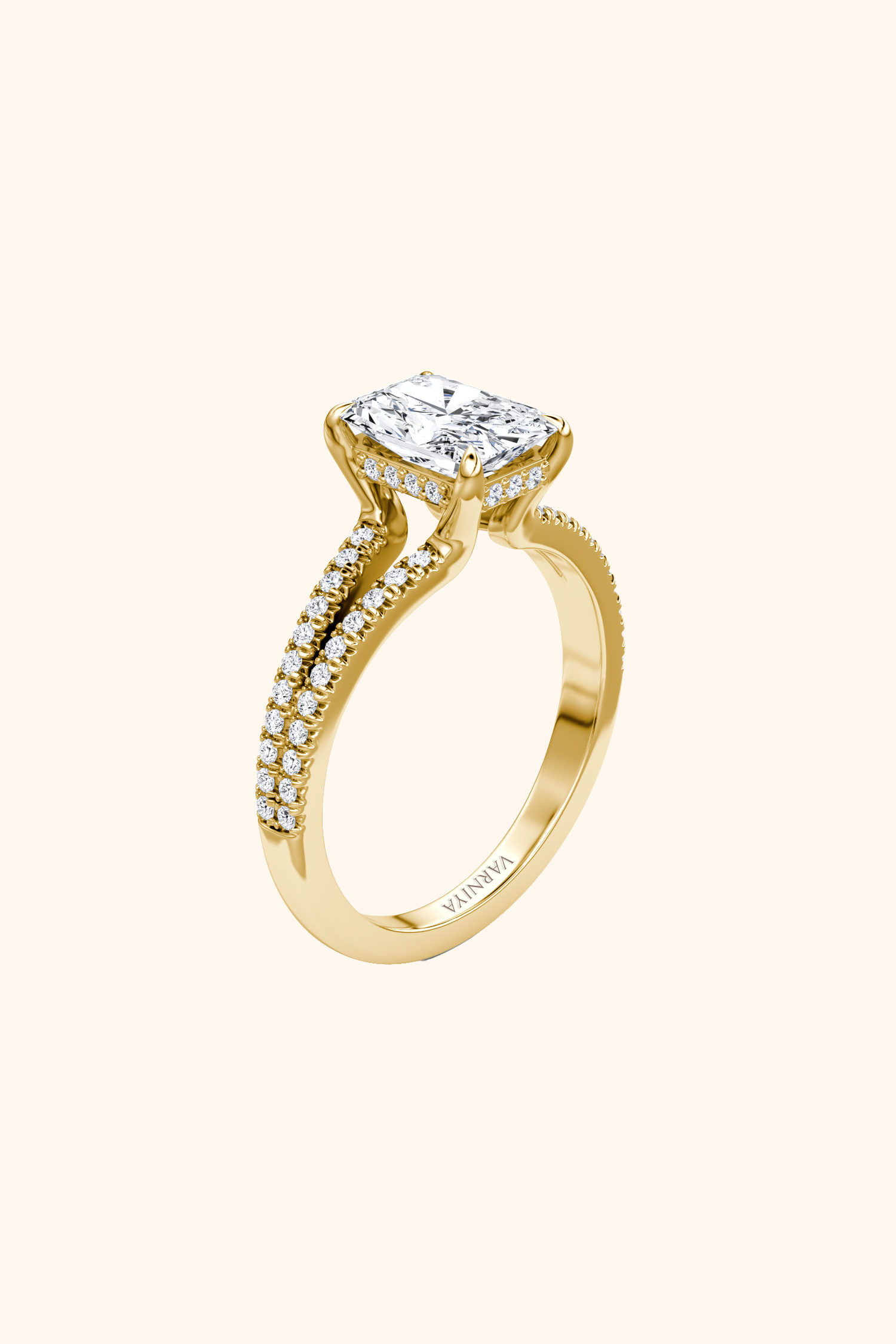 Dulce Halo Radiant Solitaire Pavé Ring