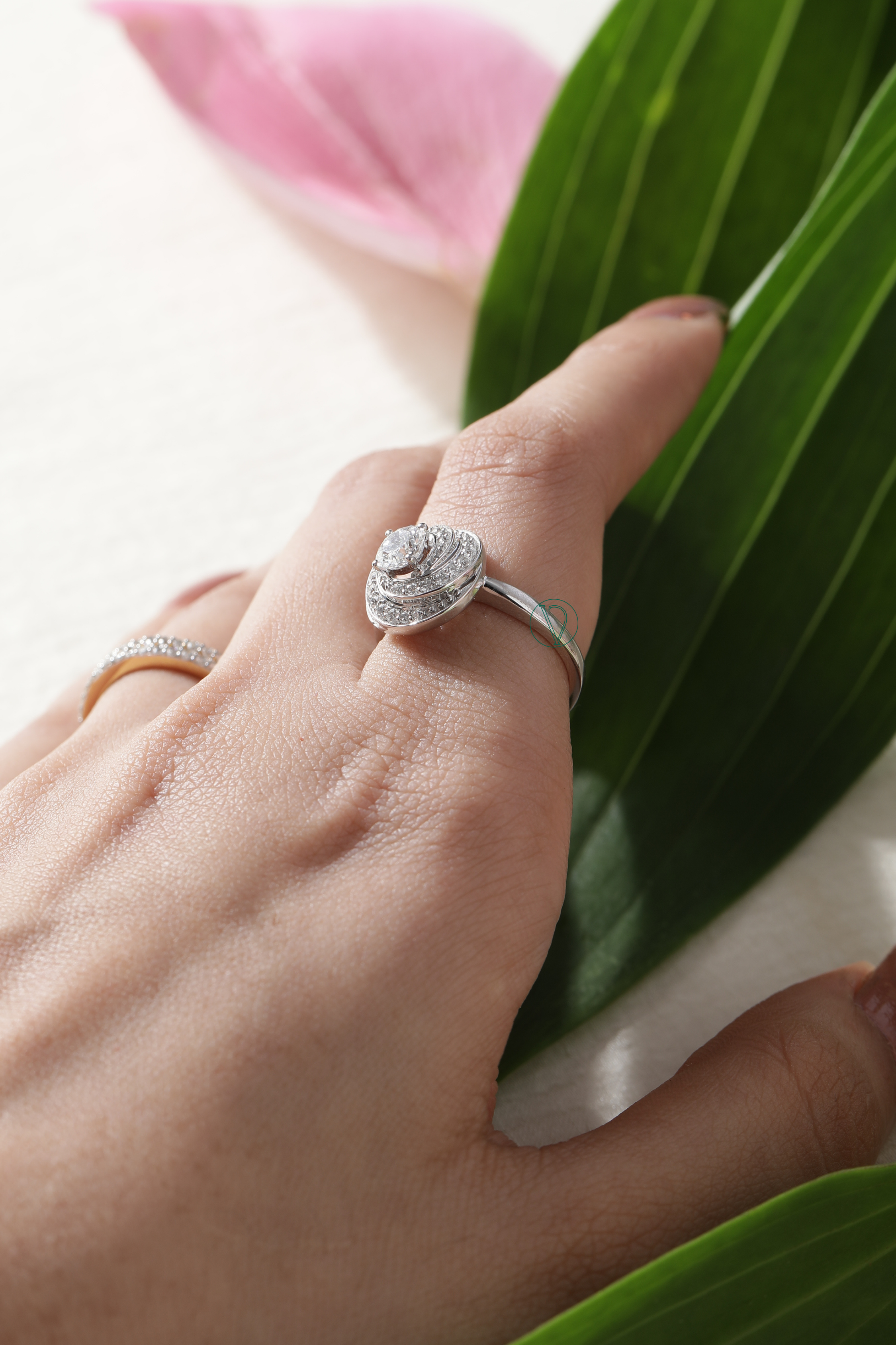 Celestial Swirl Round Brilliant Solitaire Ring