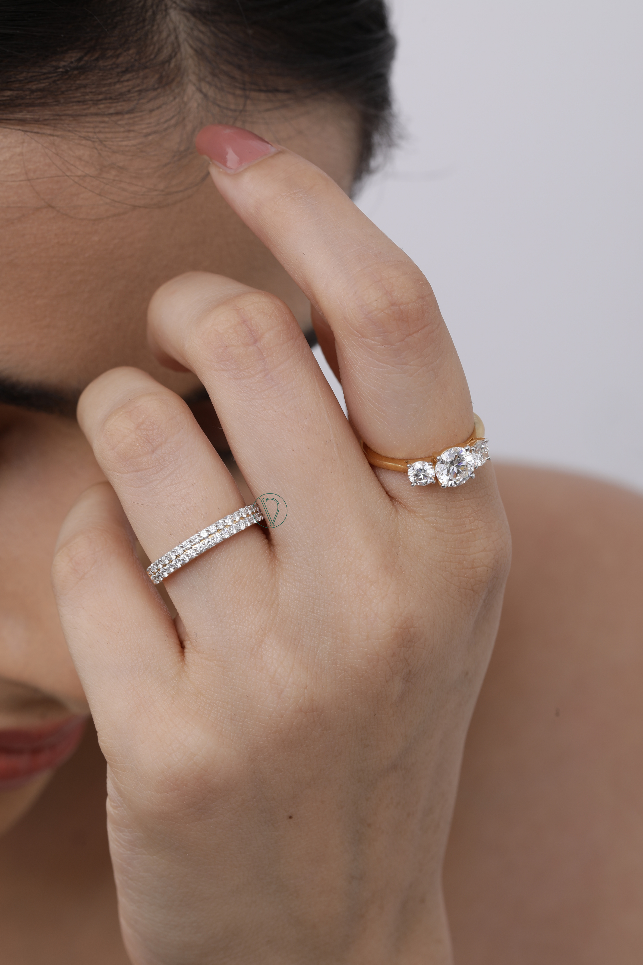 Double Row Pavé Half Eternity Band