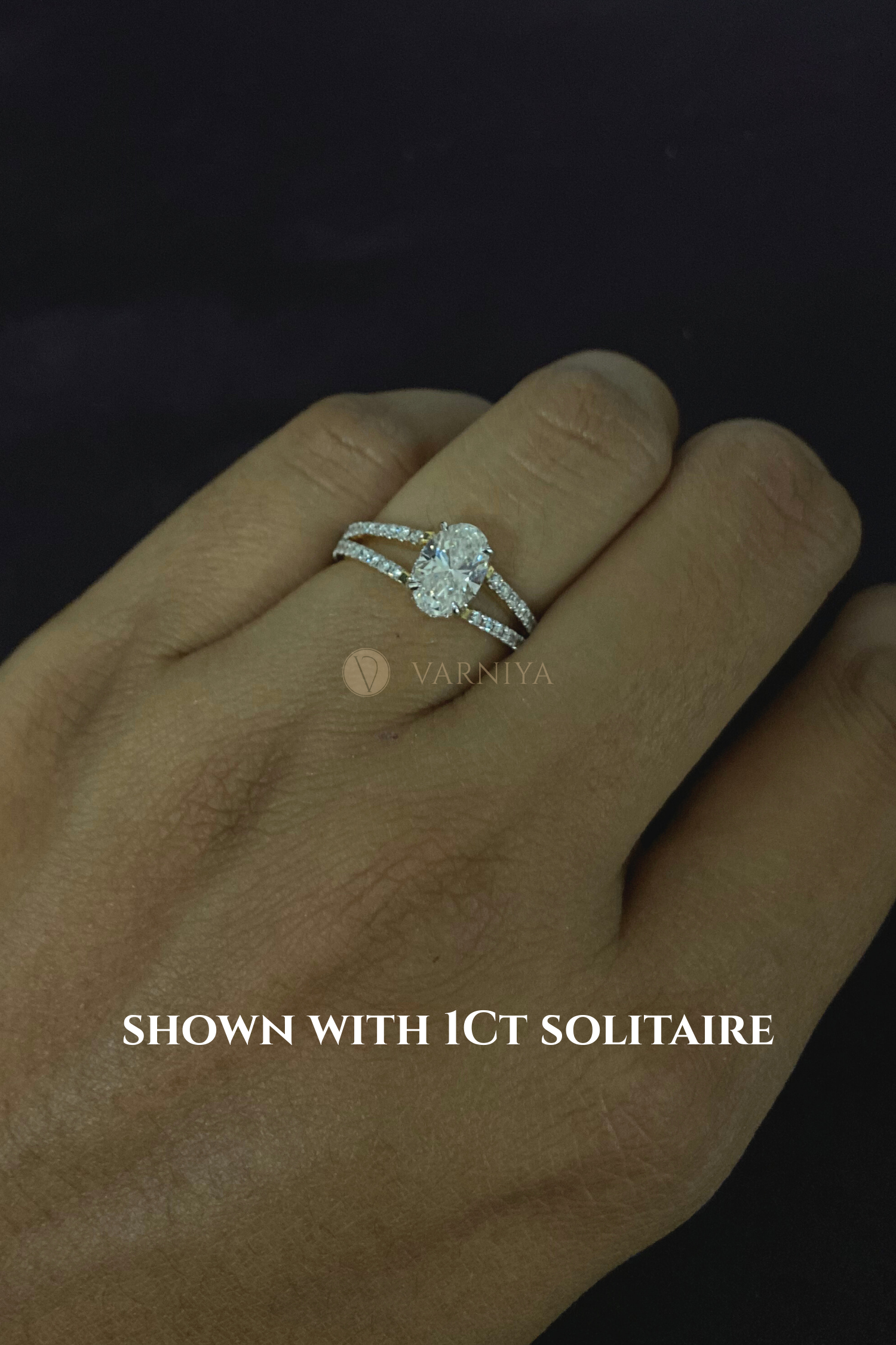 Dulce Halo Oval Solitaire Pavé Ring