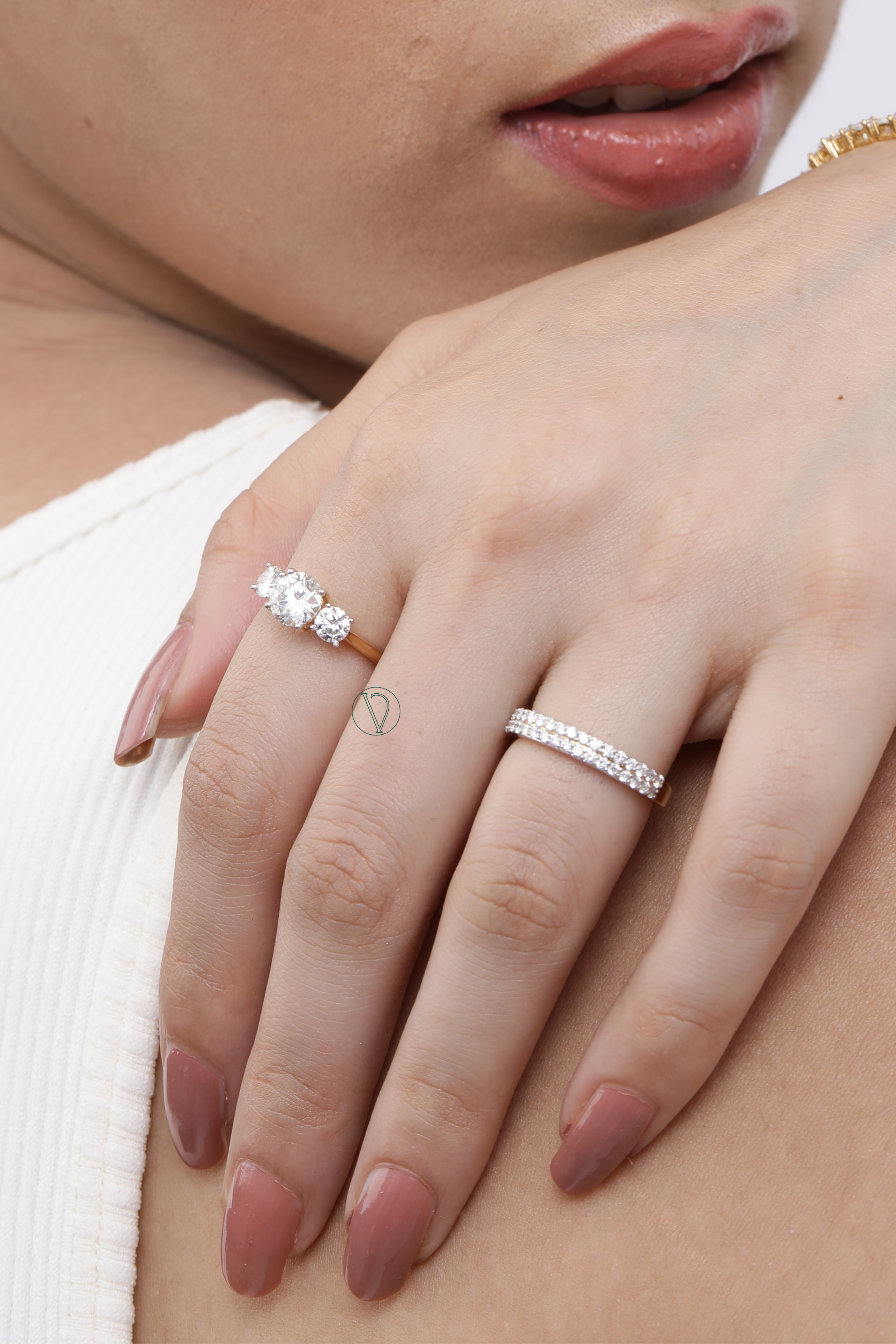 Double Row Pavé Half Eternity Band