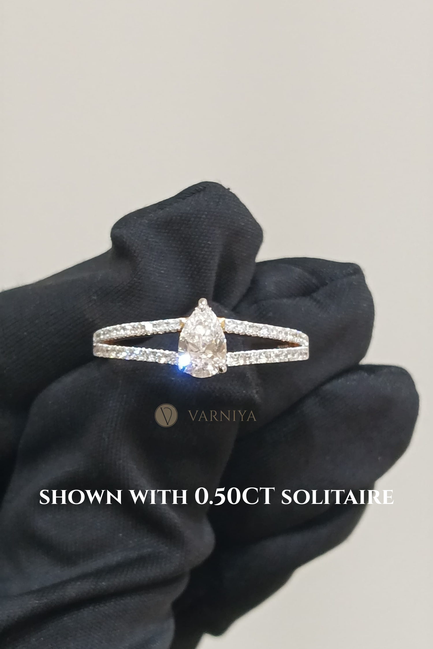 Dulce Halo Pear Solitaire Pavé Ring