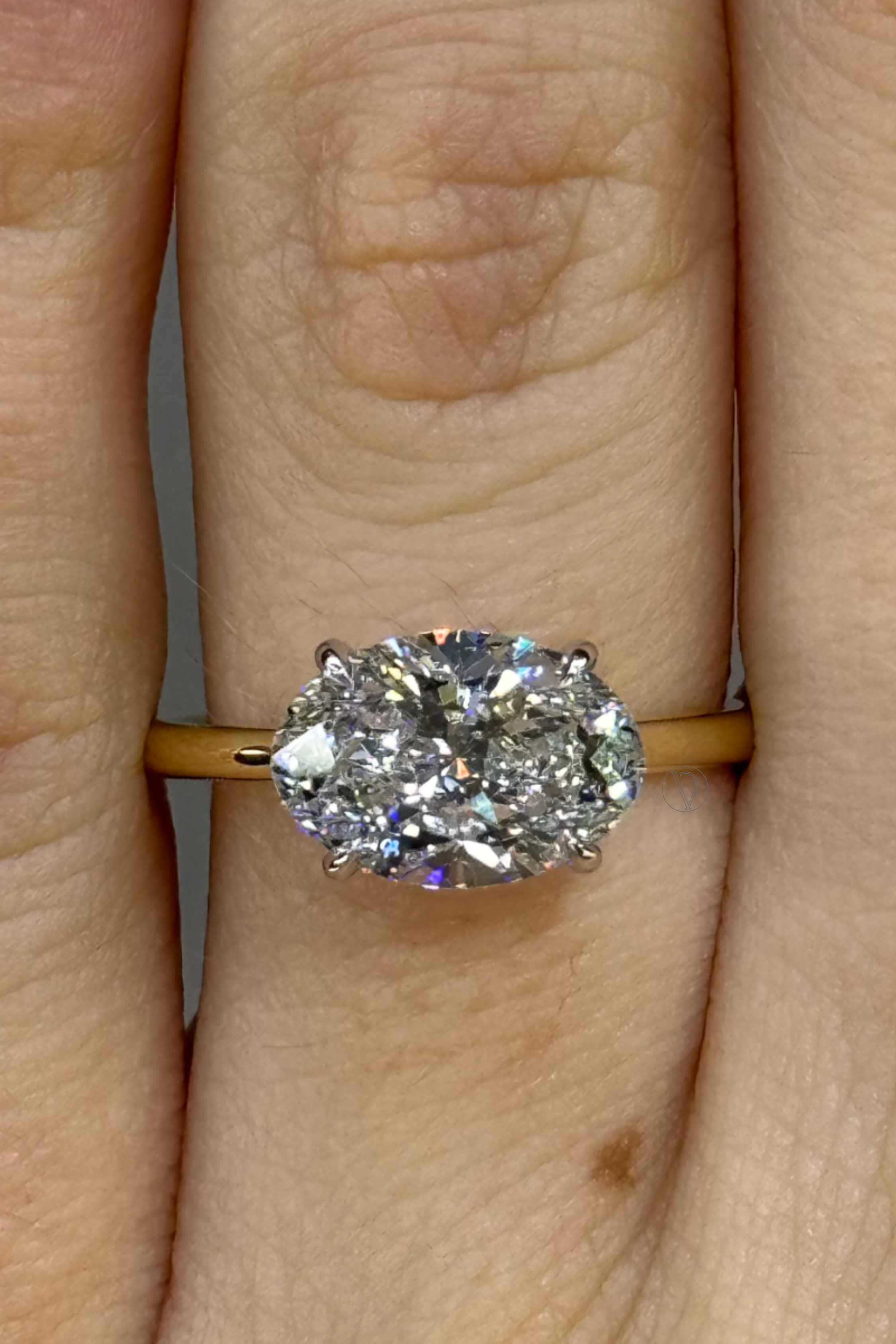 East West Oval Solitaire Ring