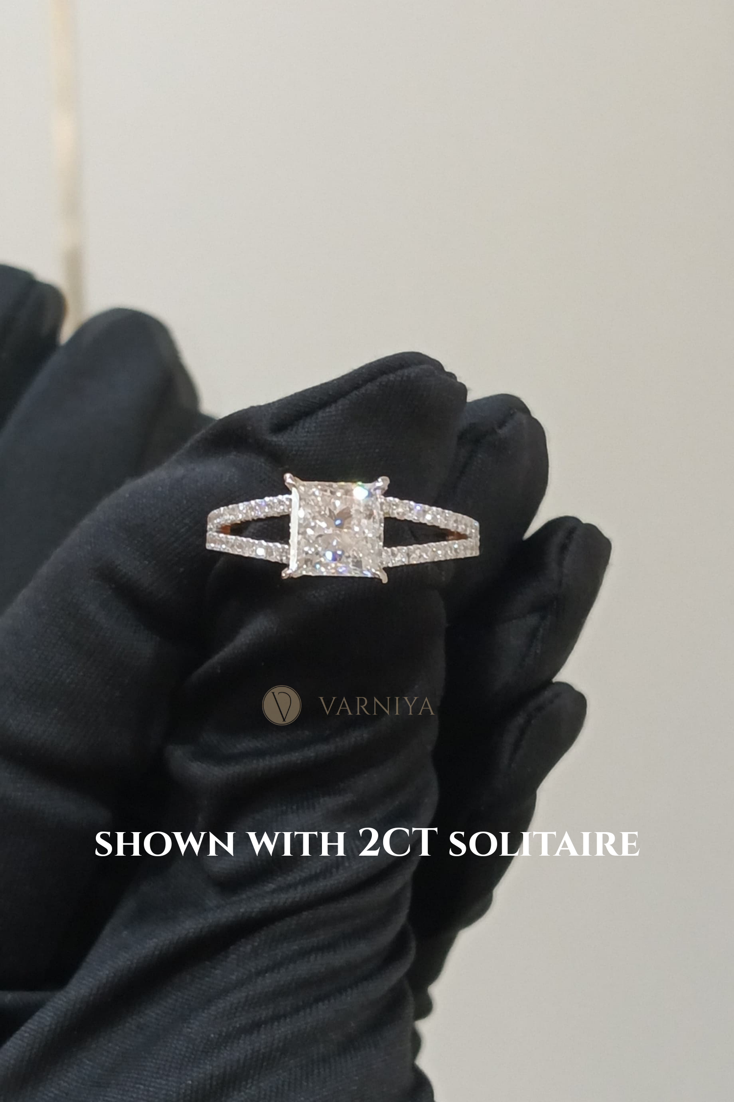 Dulce Halo Princess Solitaire Pavé Ring