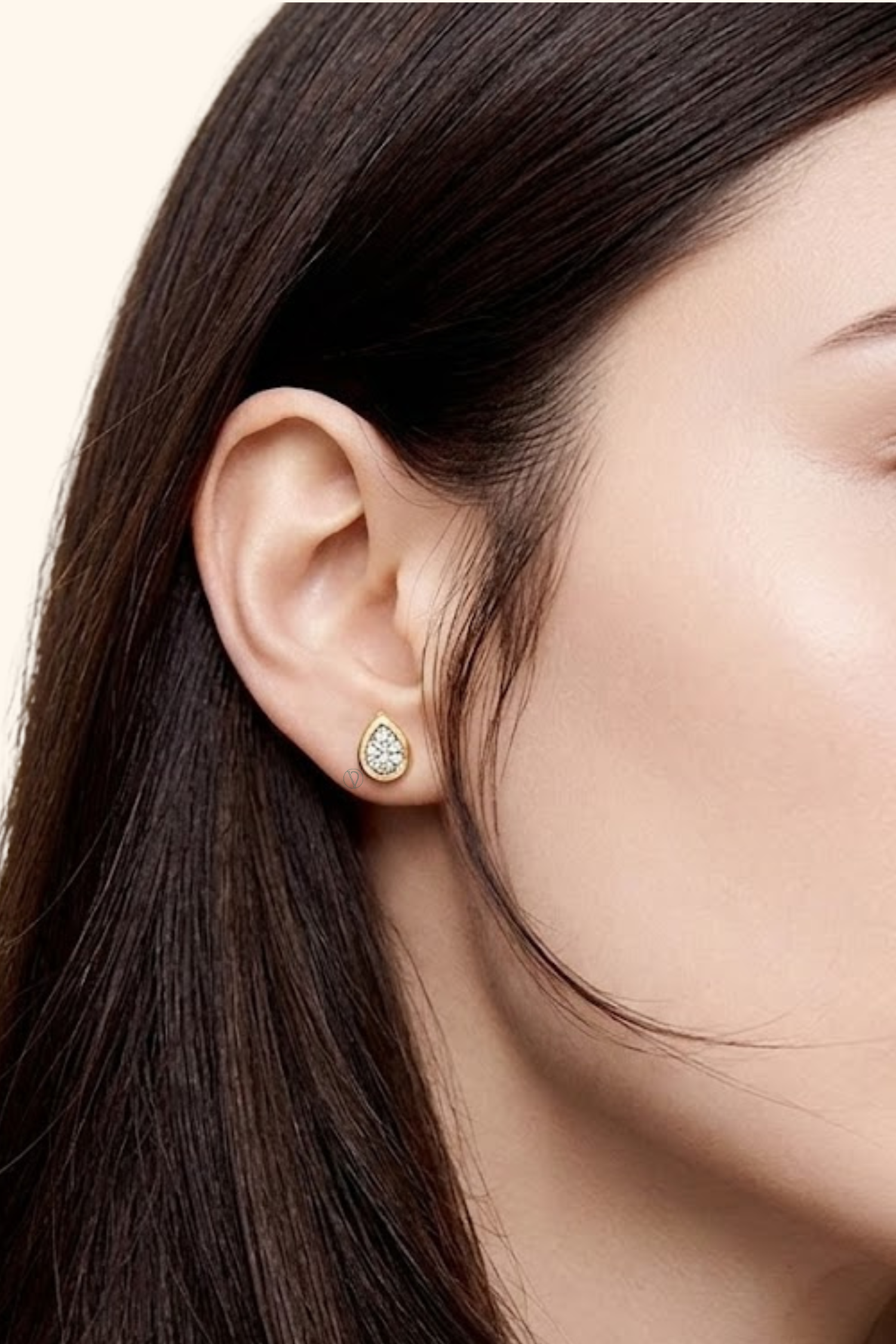 Bezel Set Pear Studs