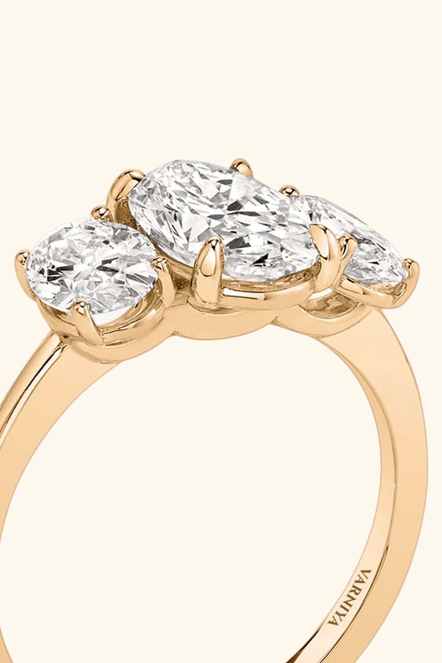 Trilogy Grace Oval with 1/2 Ct Oval Side Stones