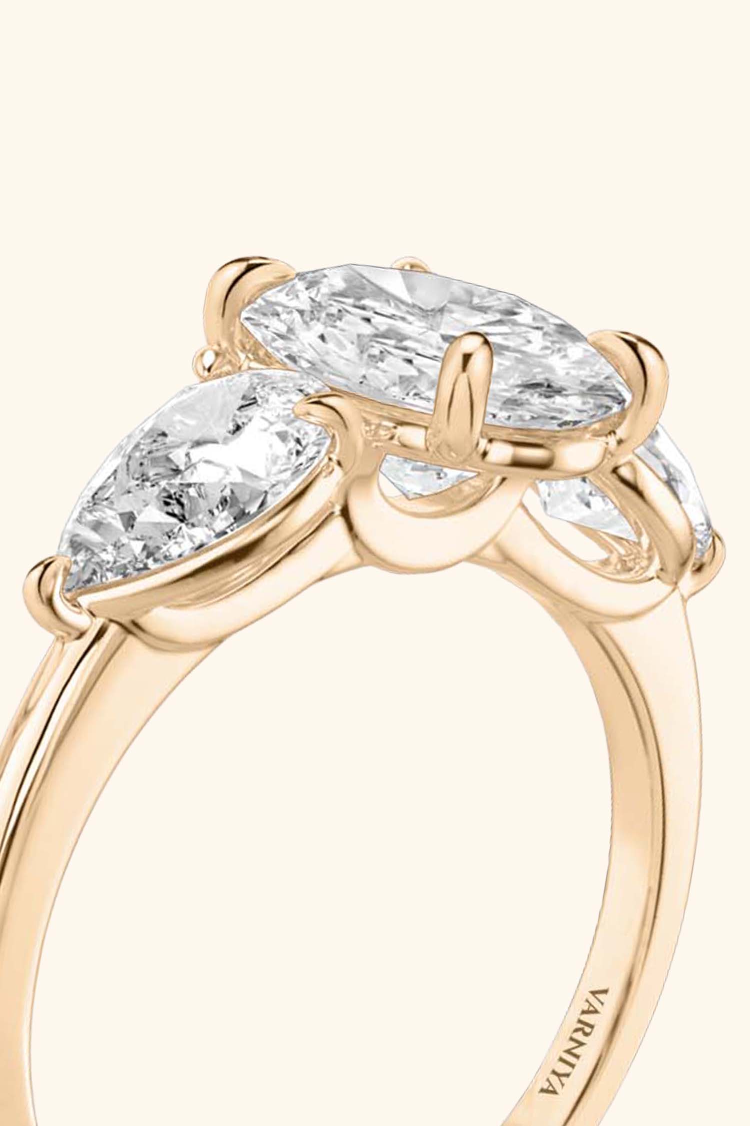 Trilogy Grace with Oval Solitaire Ring with 1/2 Carat Pear Side Stones