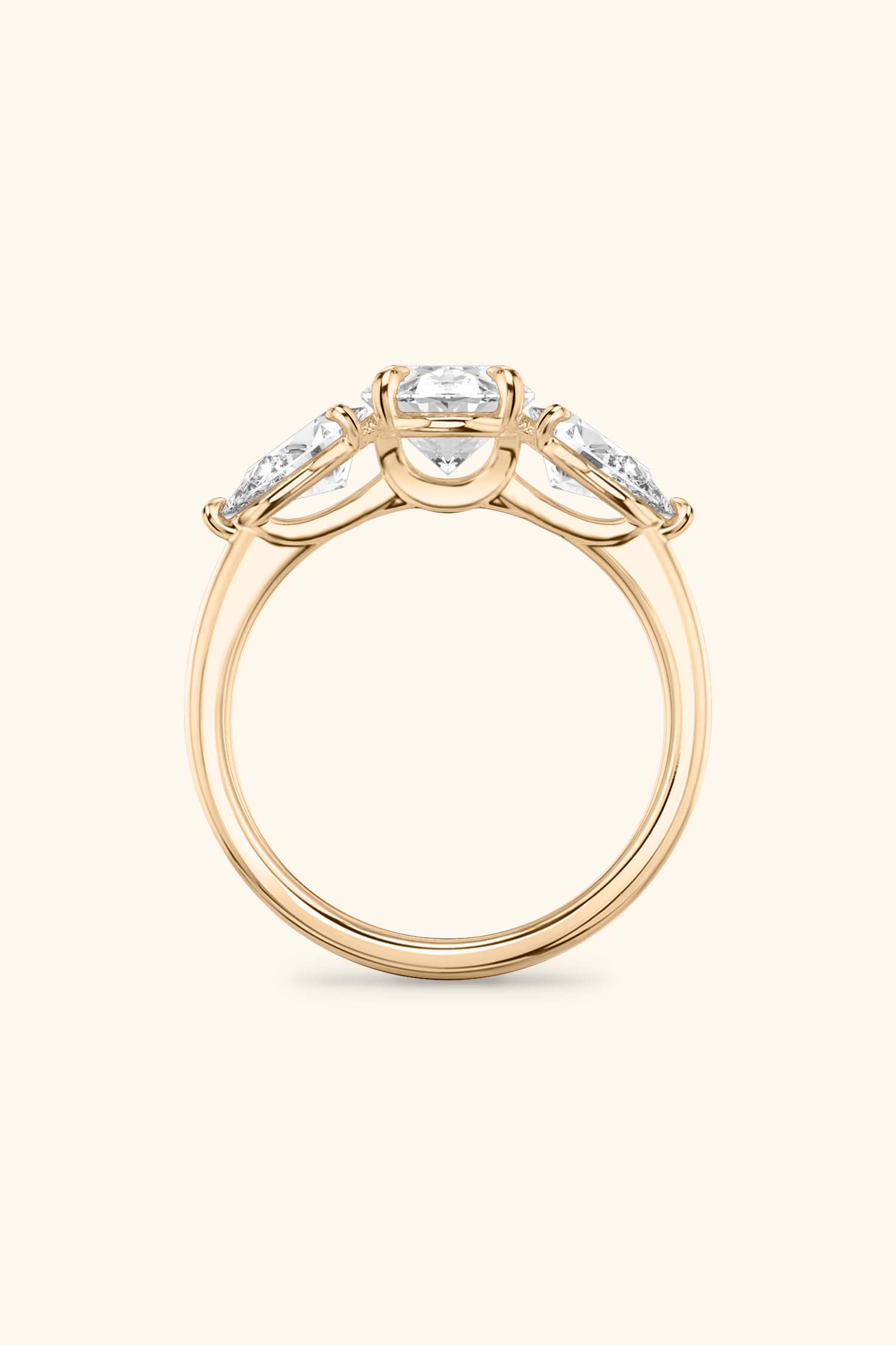 Trilogy Grace with Oval Solitaire Ring with 1/2 Carat Pear Side Stones