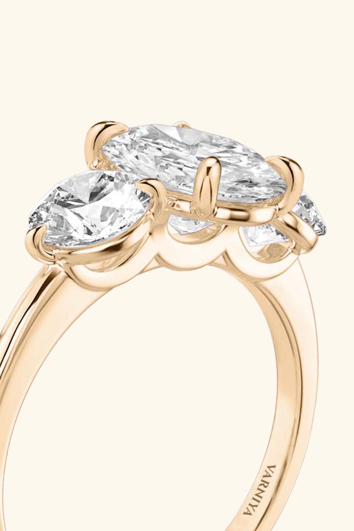 Trilogy Grace with Oval Solitaire Ring with 1/2 Carat Round Side Stones