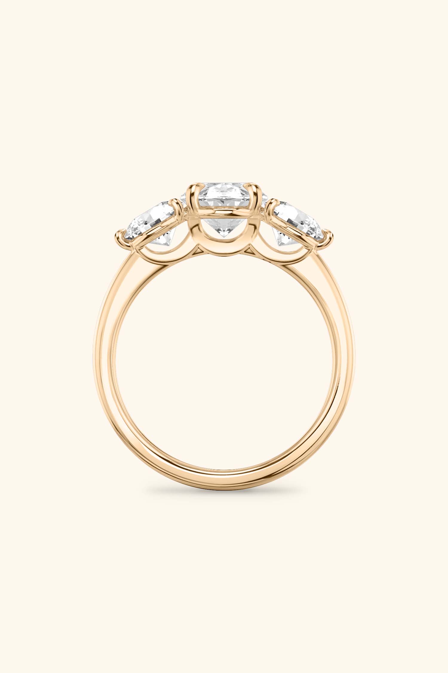 Trilogy Grace with Oval Solitaire Ring with 1/2 Carat Round Side Stones