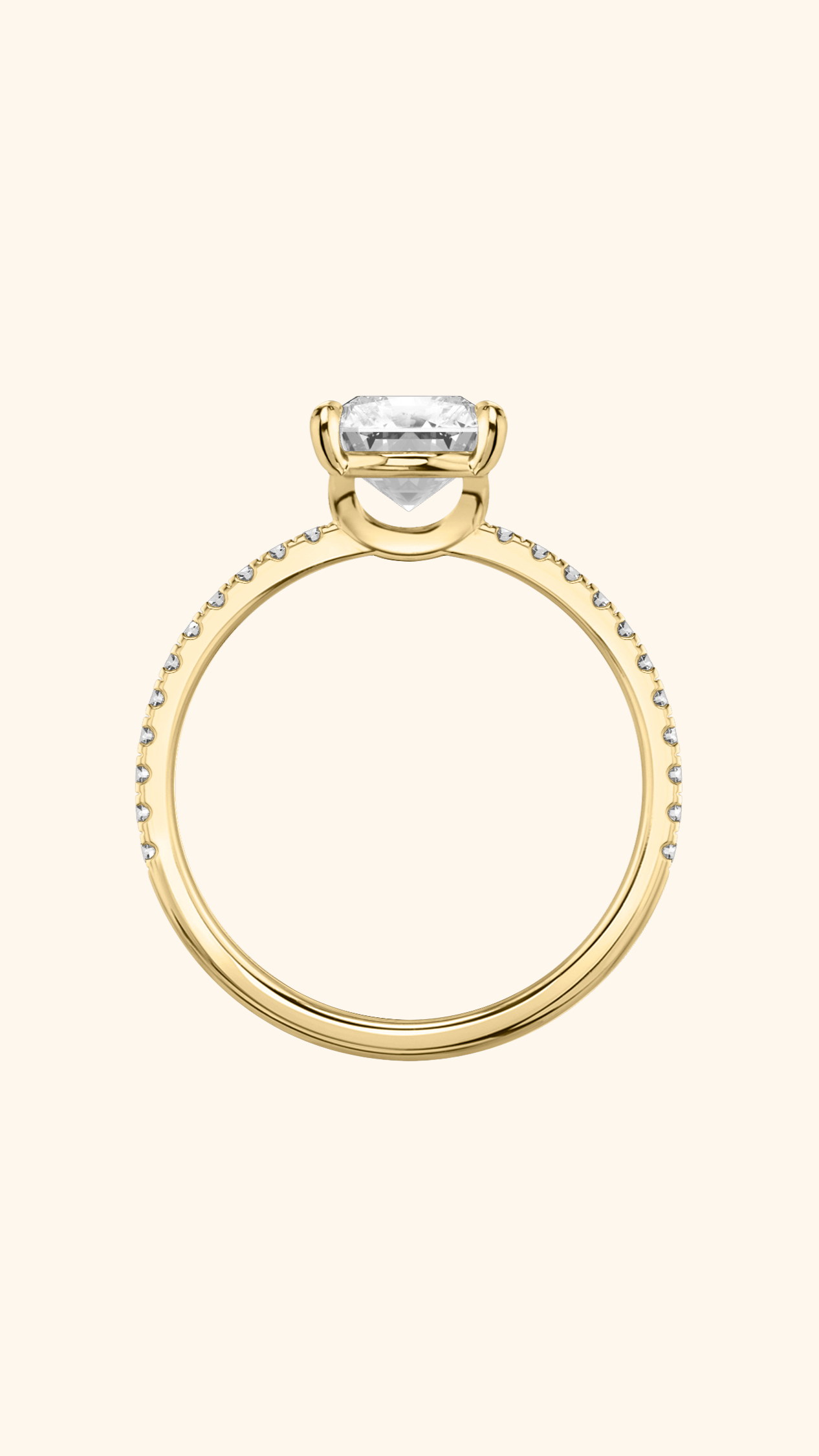 4 Prong Classic Grace Radiant Solitaire Pavé Ring