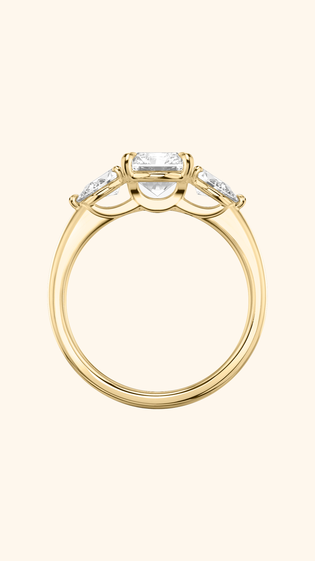 Trilogy Grace Radiant Solitaire Ring with Pear Side Stones