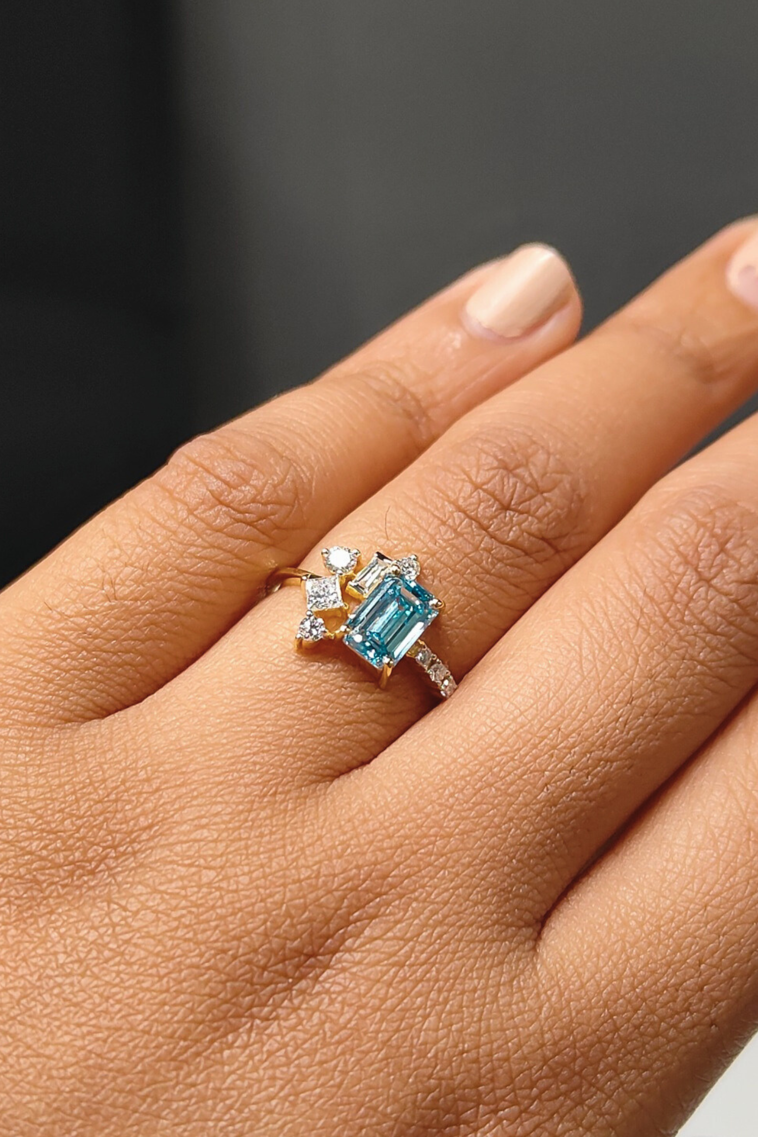 Andaman Ring with Aquamarine Emerald Cut Solitaire