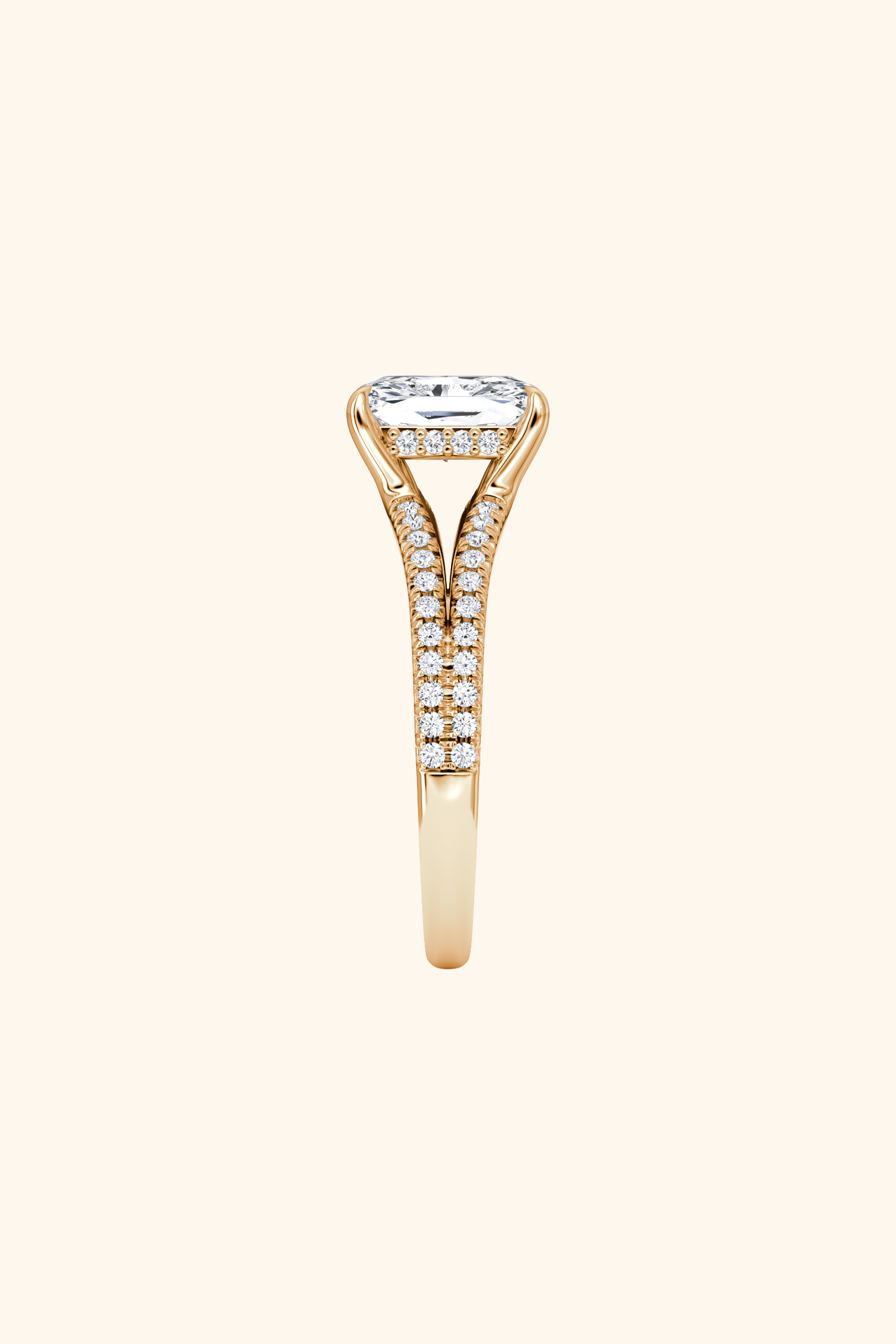 Dulce Halo Radiant Solitaire Pavé Ring