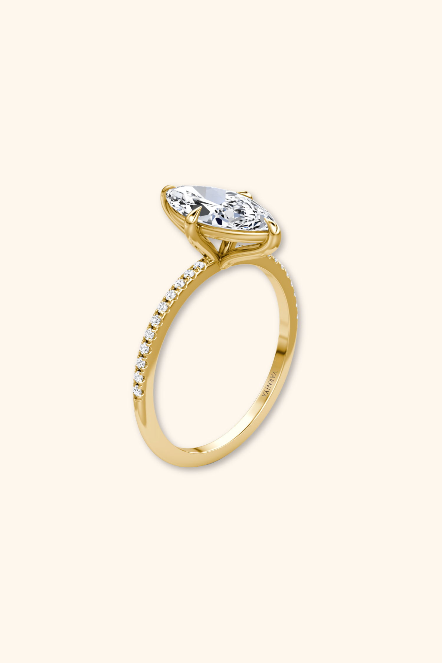 4 Prong Timeless Grace Pavé Ring with Marquise Solitaire